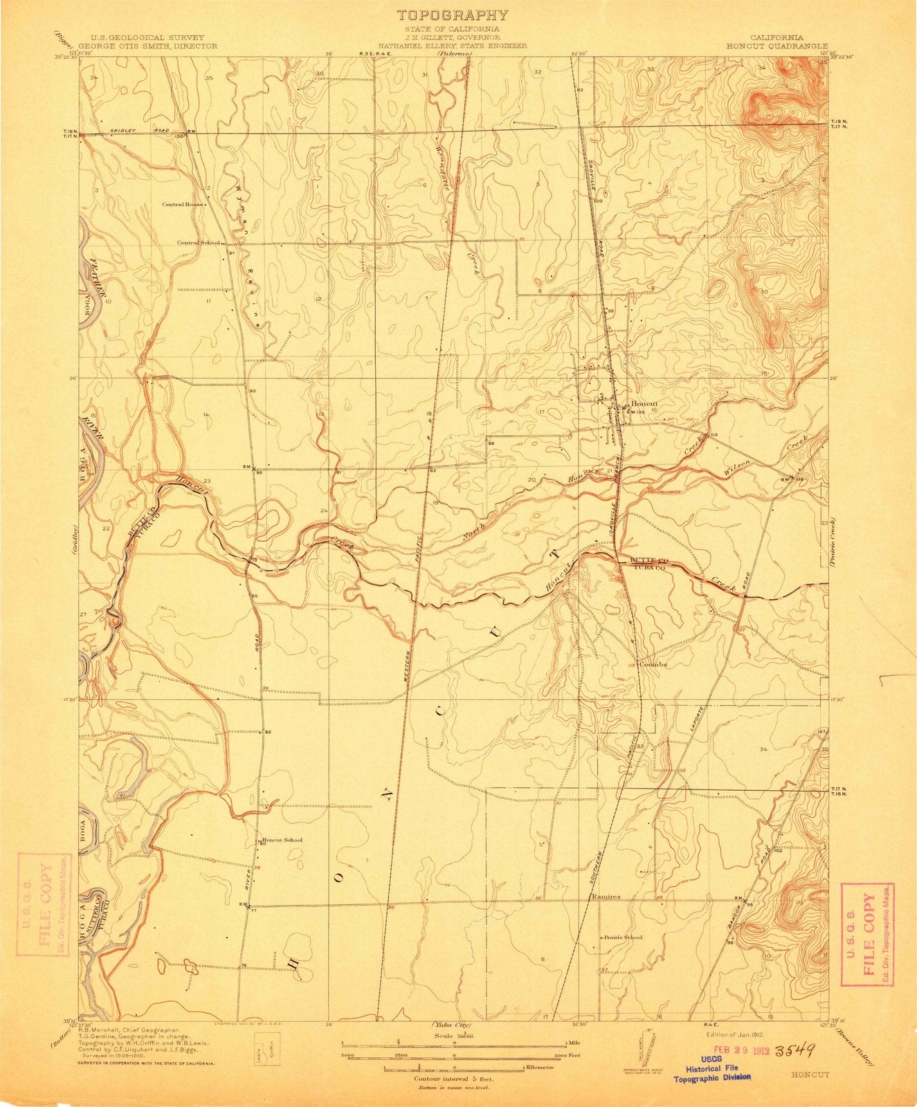 1912 Honcut, CA - California - USGS Topographic Map