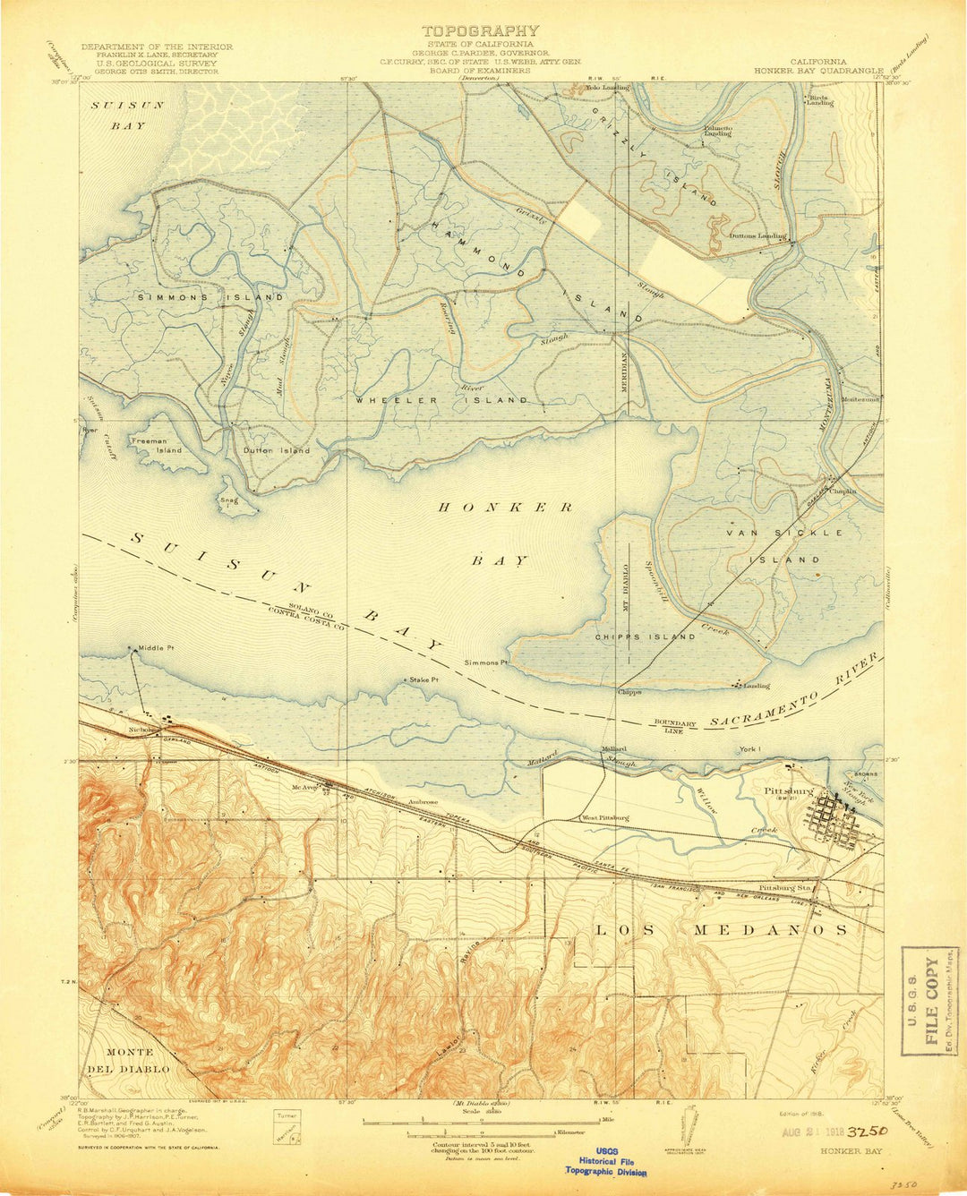 1918 Honker Bay, CA - California - USGS Topographic Map