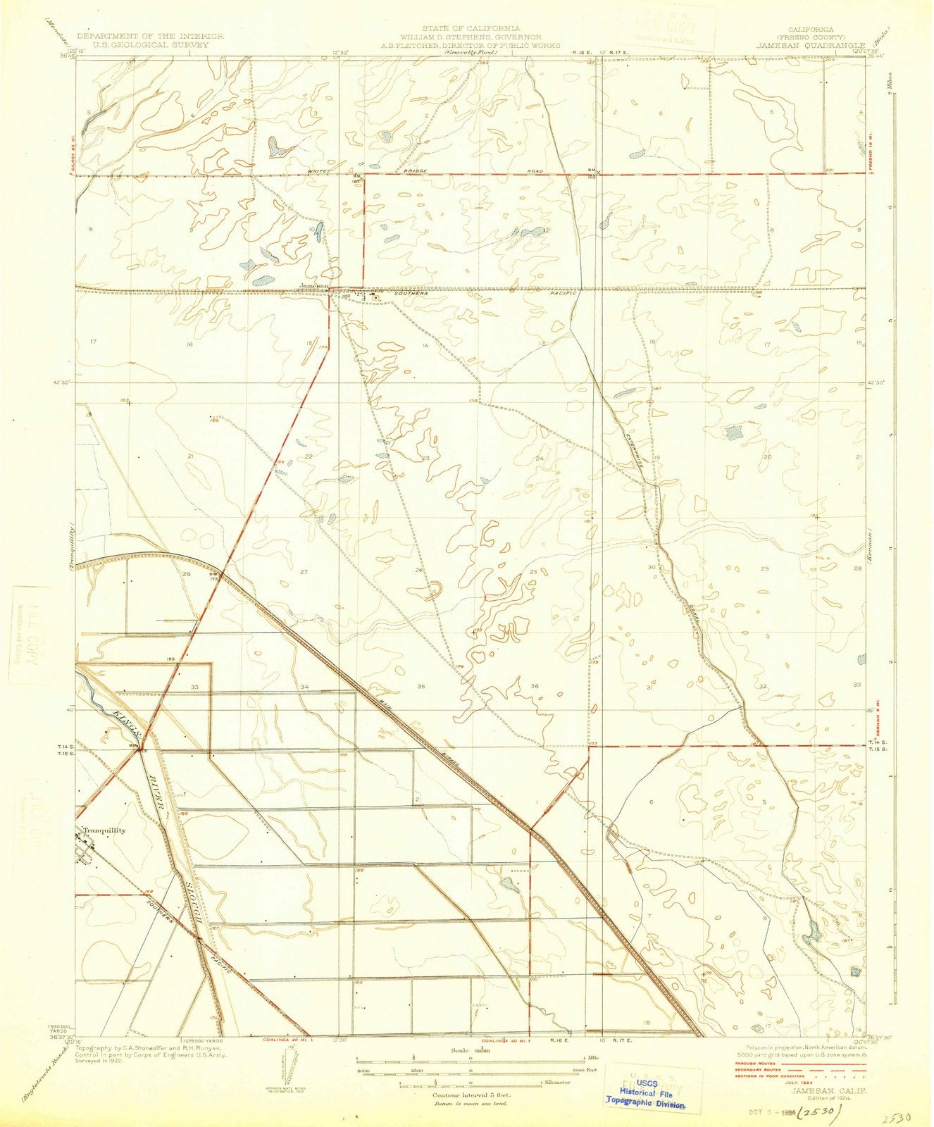 1924 Jamesan, CA - California - USGS Topographic Map