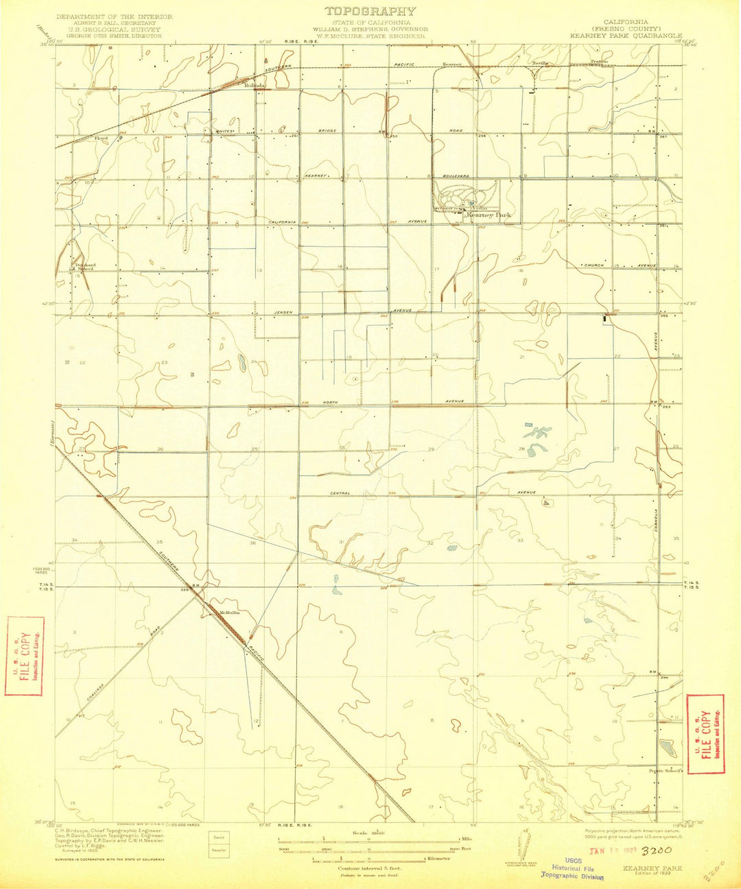 1923 Kearney Park, CA - California - USGS Topographic Map