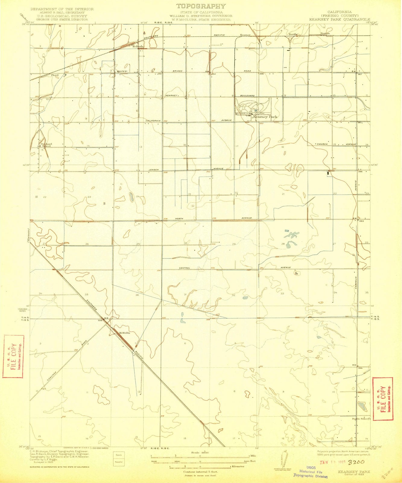 1923 Kearney Park, CA - California - USGS Topographic Map