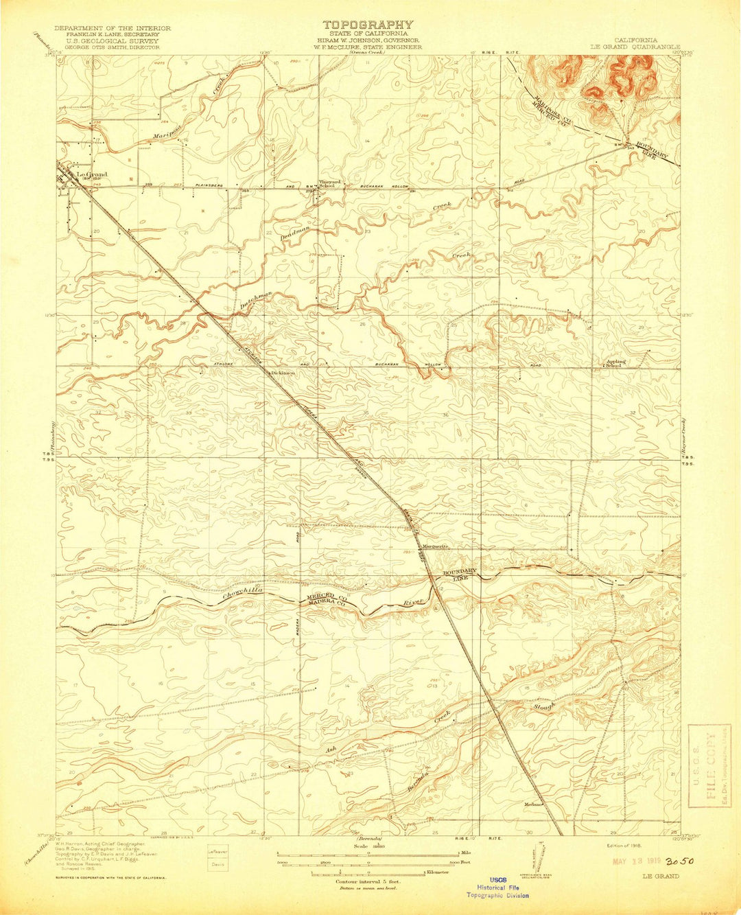 1918 La Grand, CA - California - USGS Topographic Map