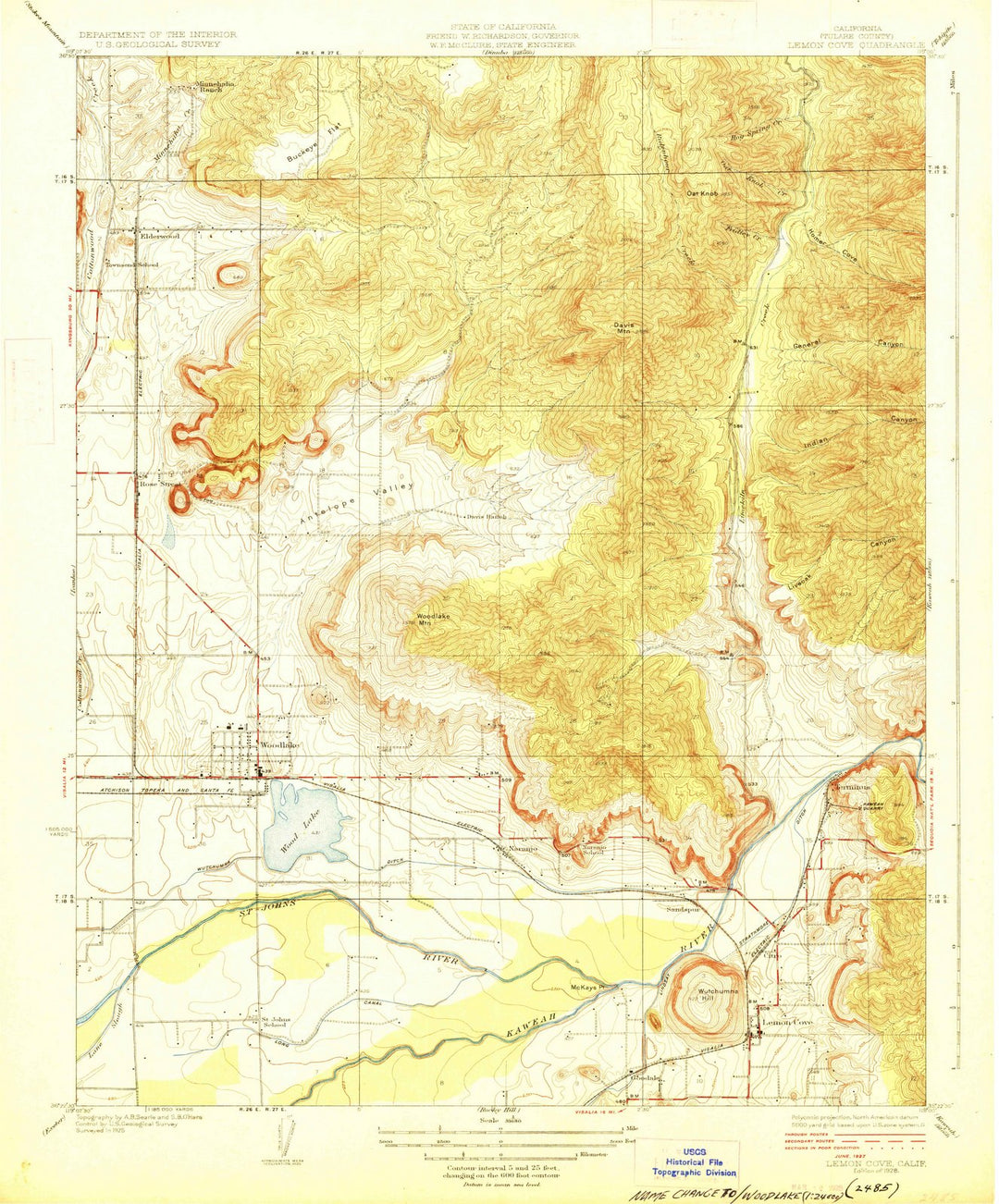 1928 Lemon Cove, CA - California - USGS Topographic Map