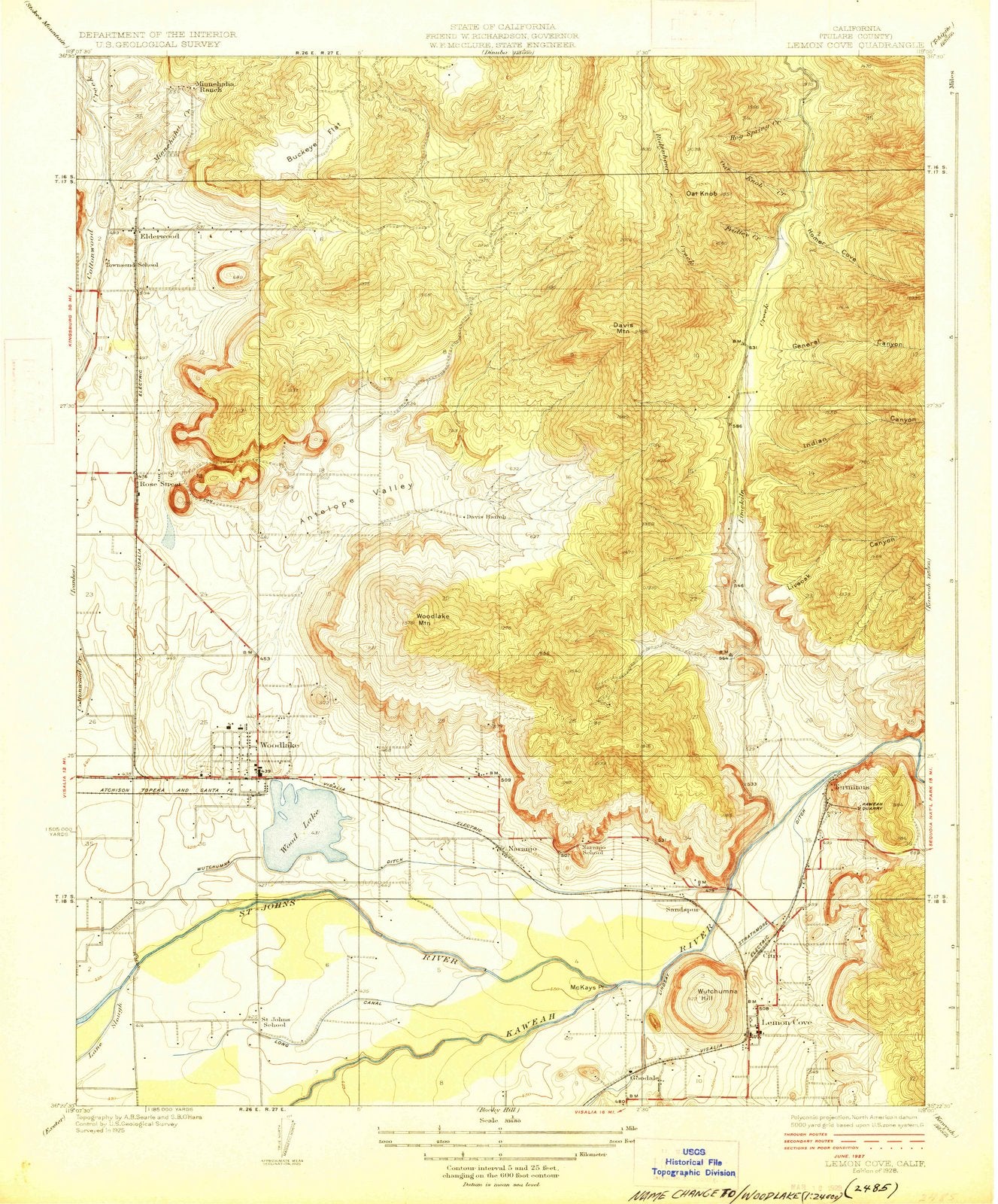 1928 Lemon Cove, CA - California - USGS Topographic Map