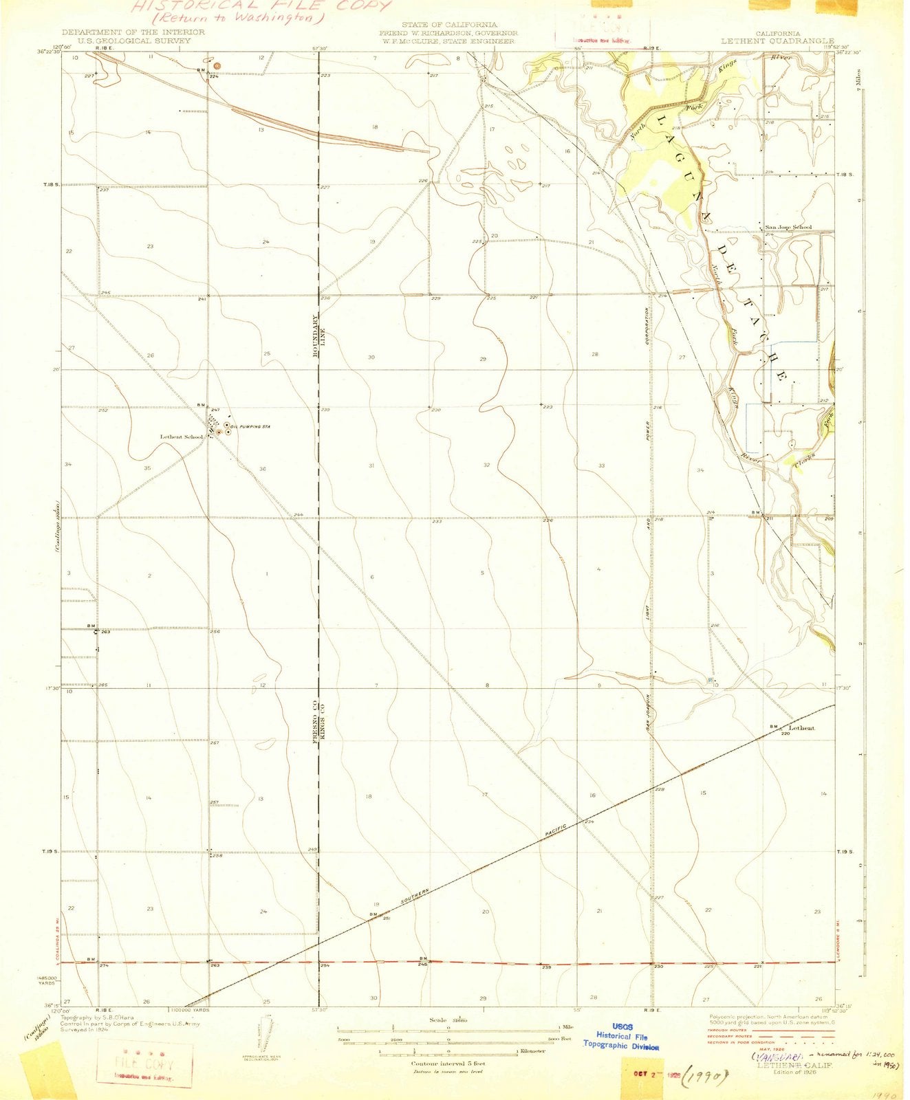 1926 Lethent, CA - California - USGS Topographic Map