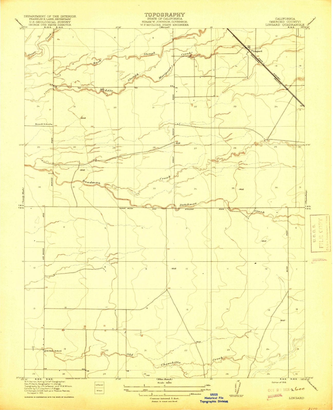 1918 Lingard, CA - California - USGS Topographic Map