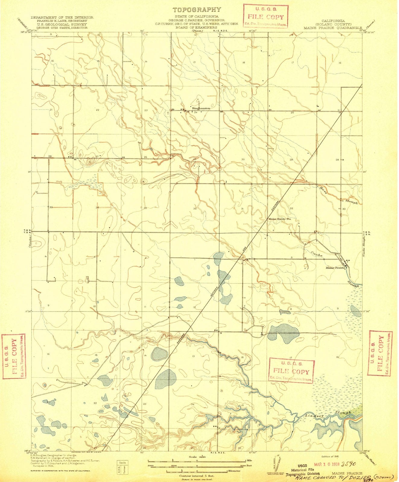 1916 Maine Prairie, CA - California - USGS Topographic Map