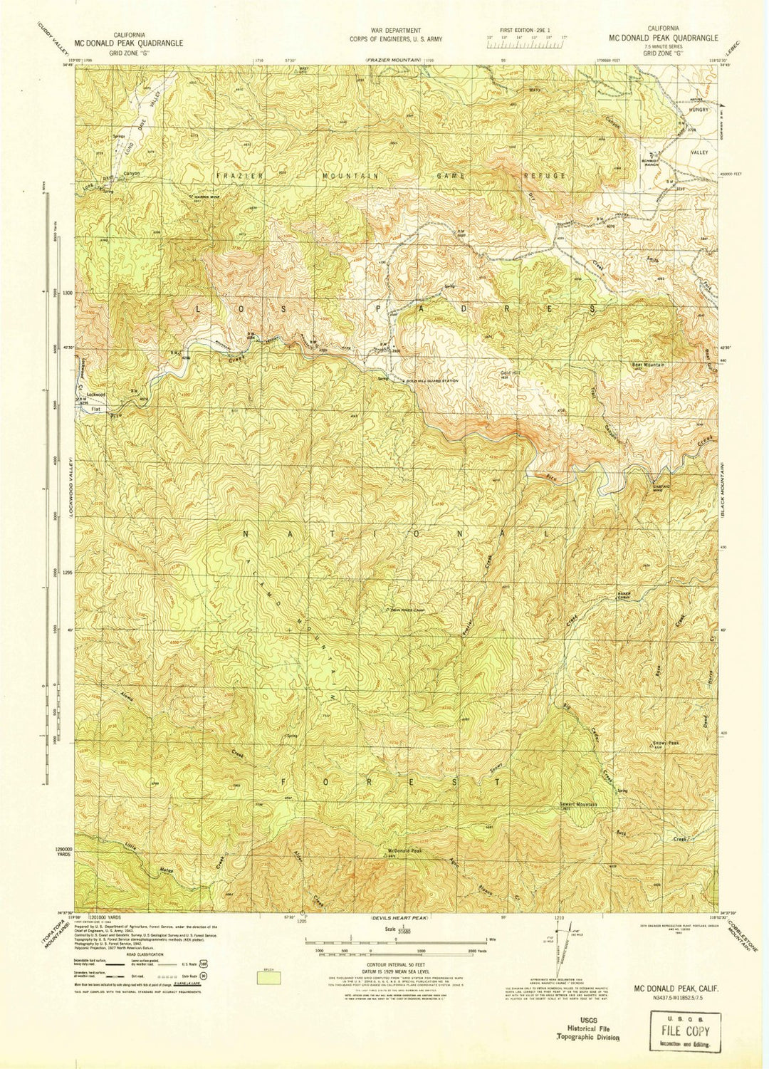 1944 McDonald Peak, CA - California - USGS Topographic Map