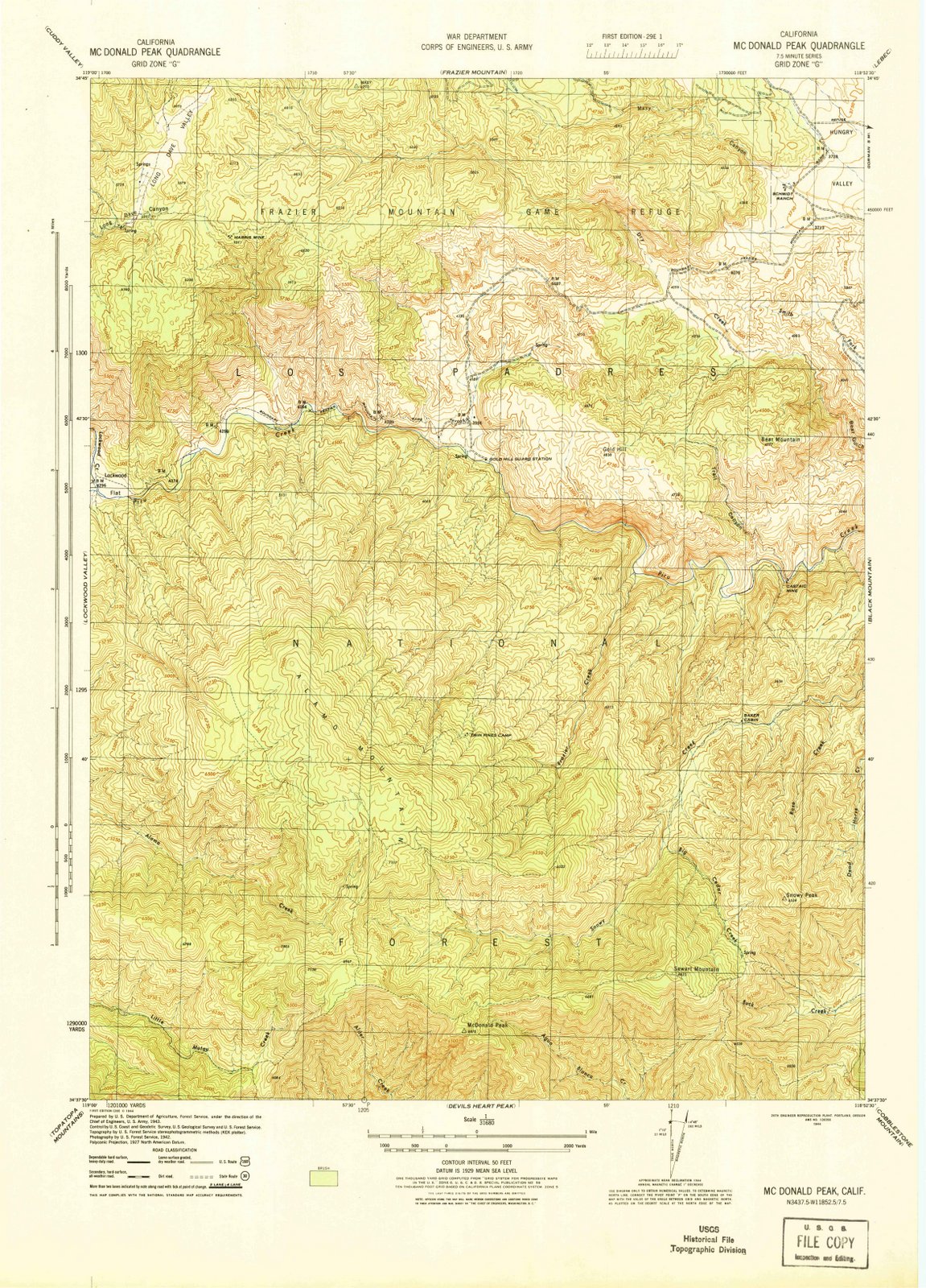 1944 McDonald Peak, CA - California - USGS Topographic Map