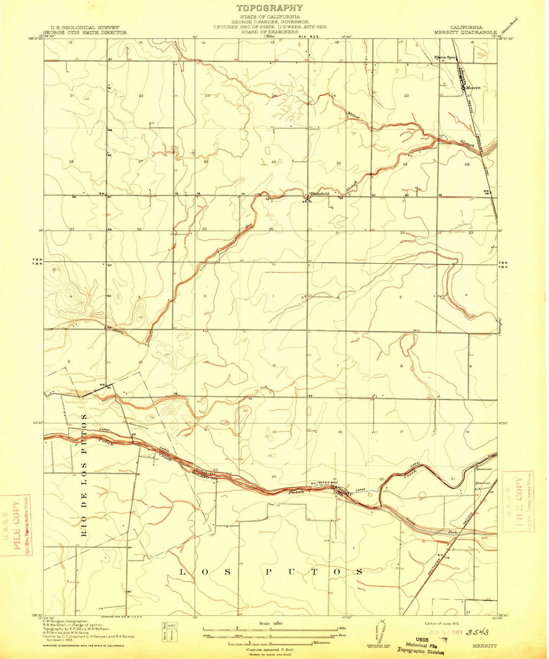1915 Merritt, CA - California - USGS Topographic Map