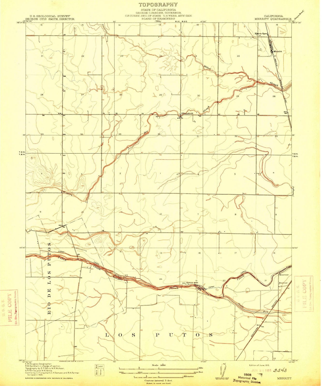 1915 Merritt, CA - California - USGS Topographic Map