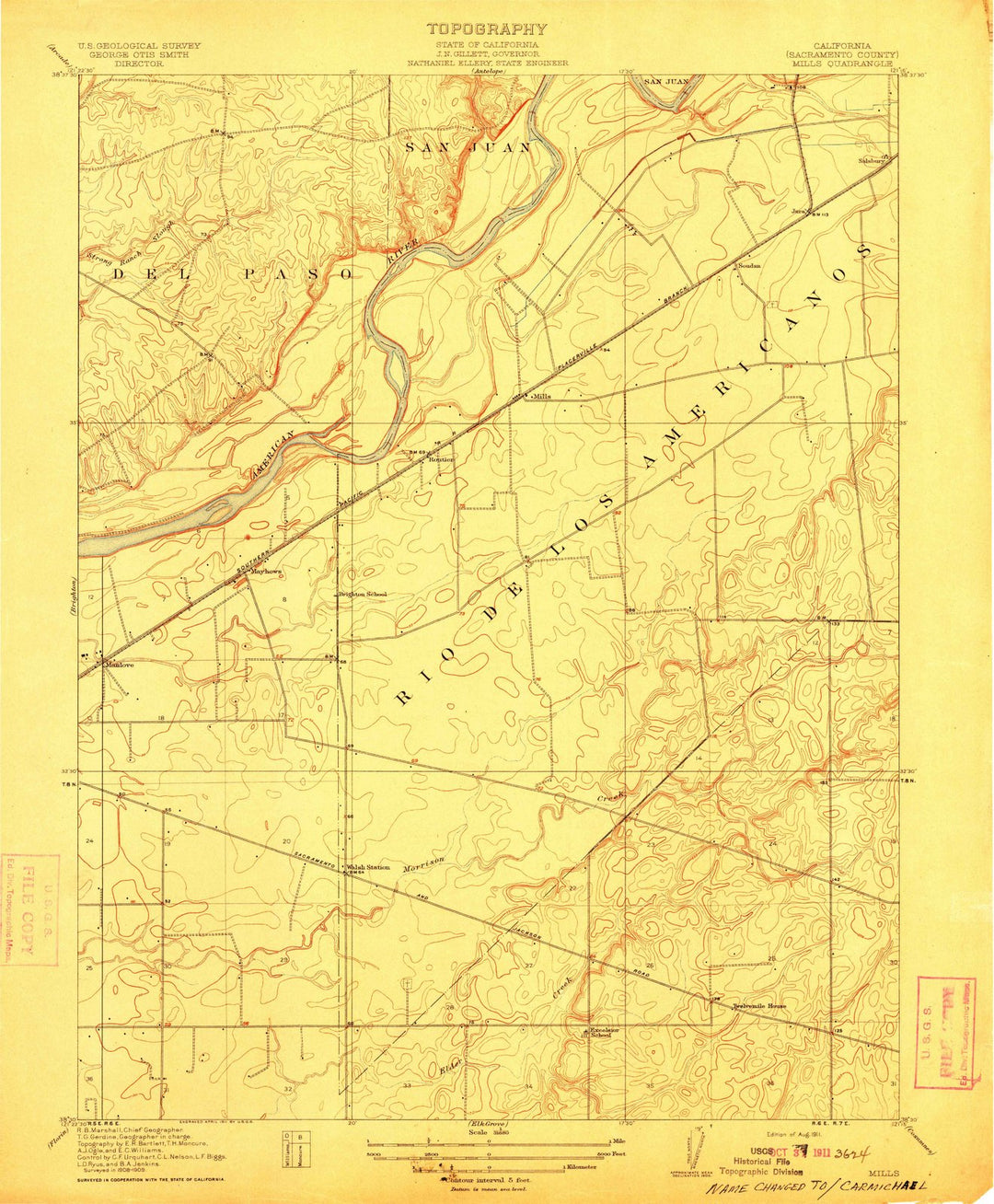 1911 Mills, CA - California - USGS Topographic Map