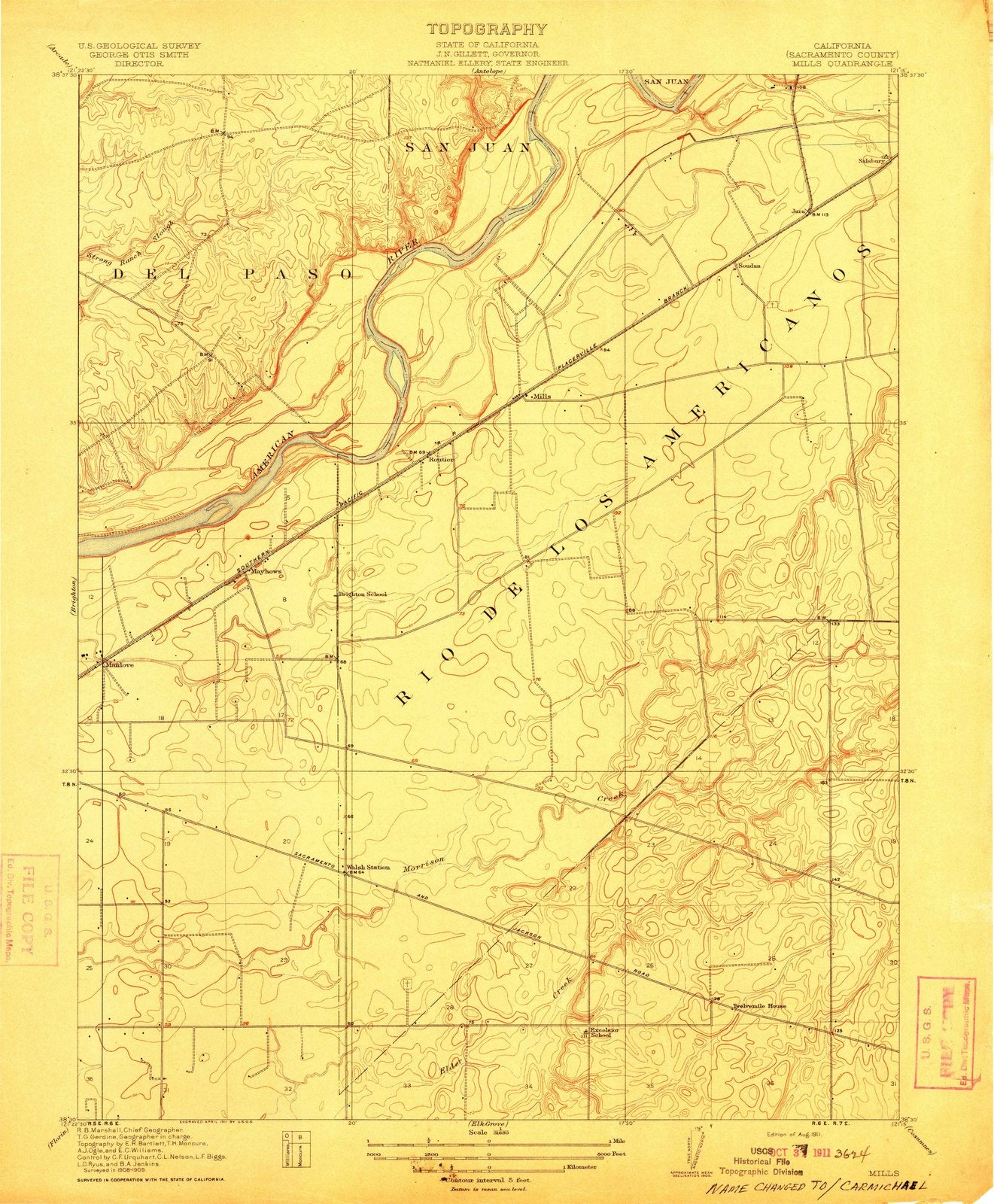1911 Mills, CA - California - USGS Topographic Map