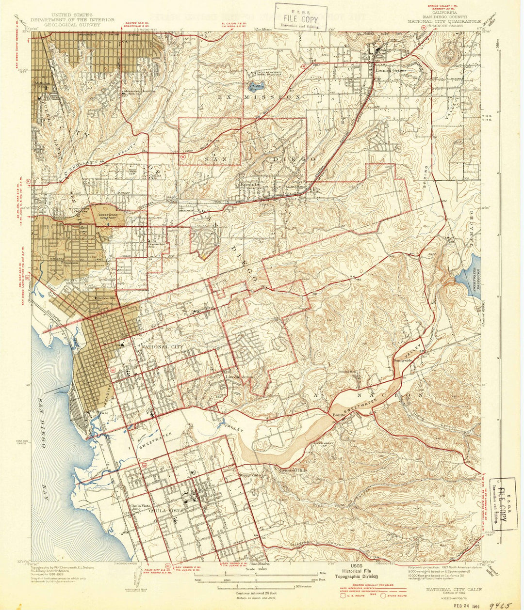 1944 National City, CA - California - USGS Topographic Map