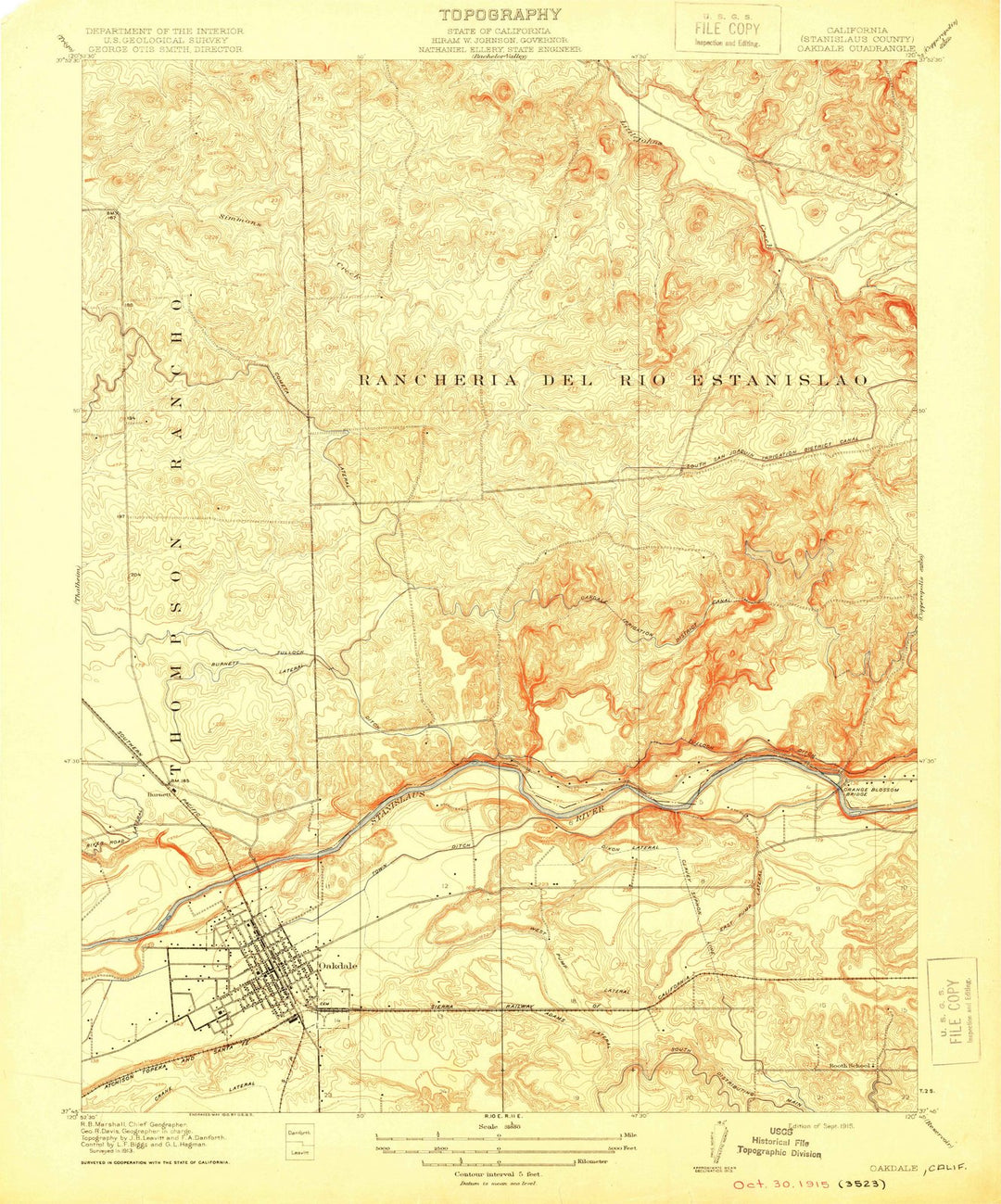 1915 Oakdale, CA - California - USGS Topographic Map