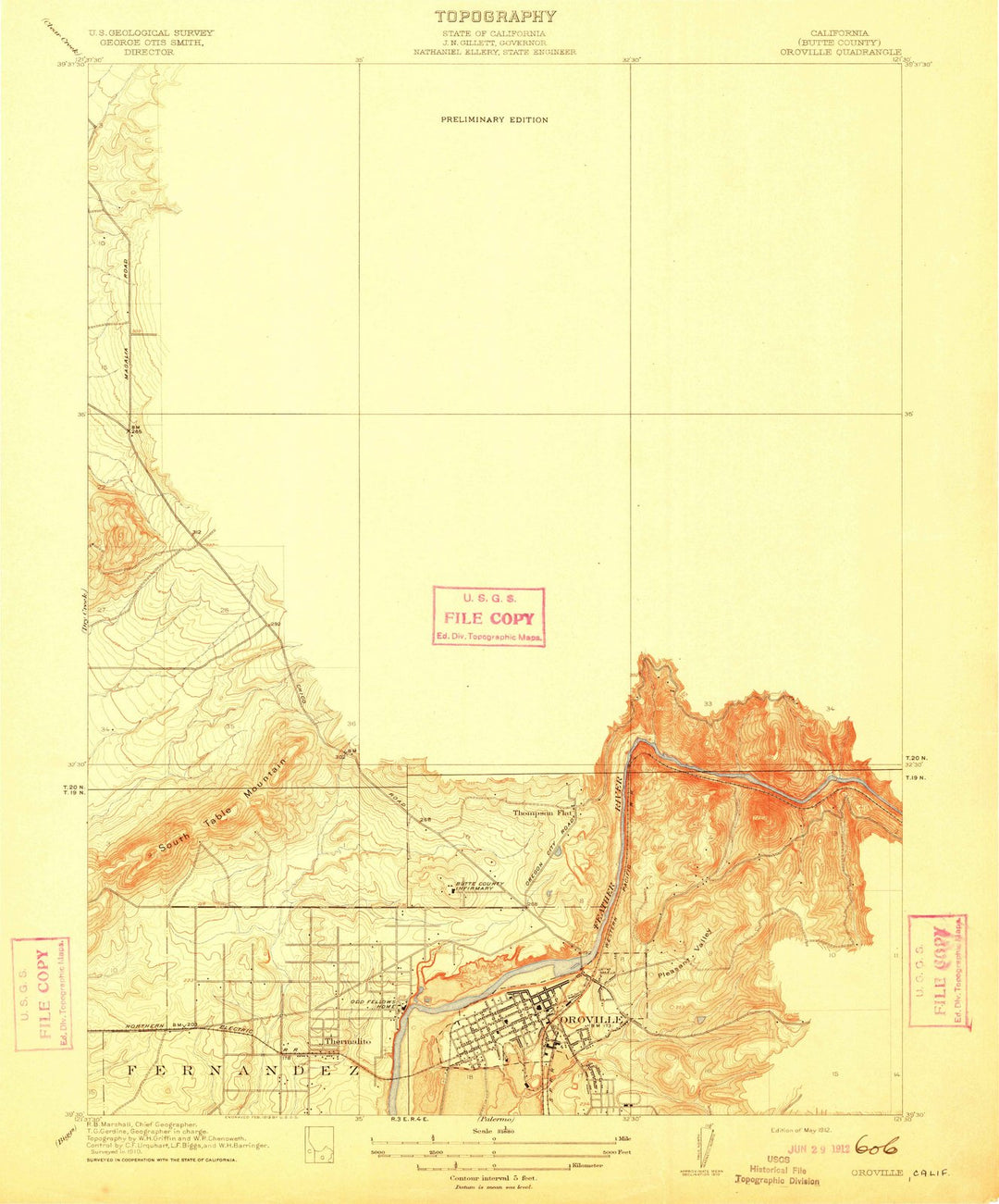 1912 Oroville, CA - California - USGS Topographic Map