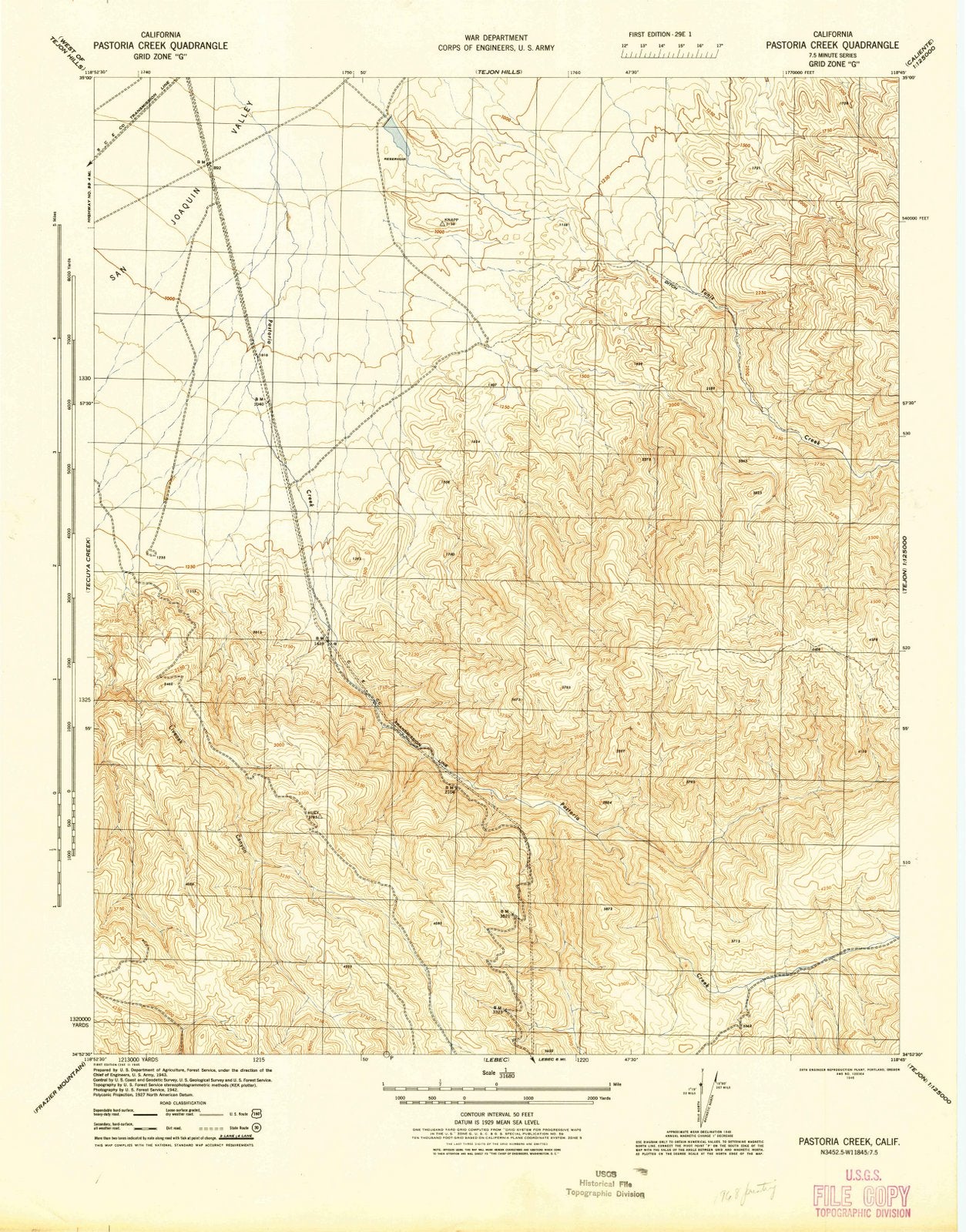 1945 Pastoria Creek, CA - California - USGS Topographic Map