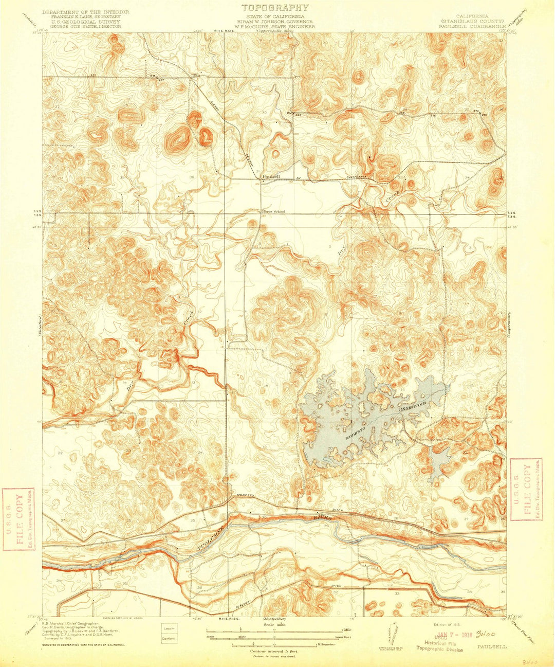 1915 Paulsell, CA - California - USGS Topographic Map
