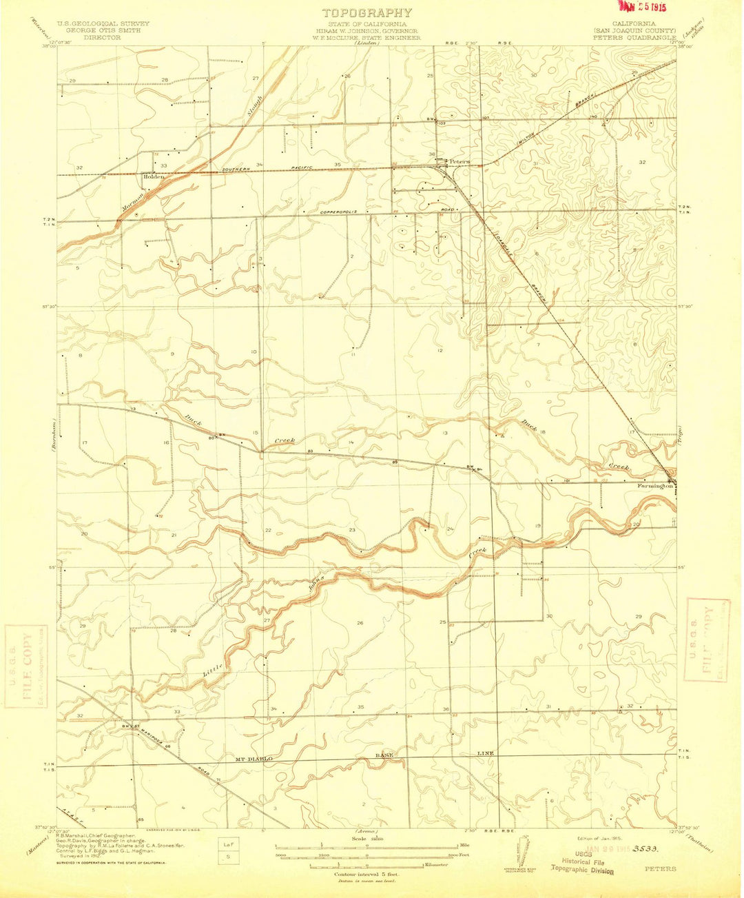 1915 Peters, CA - California - USGS Topographic Map