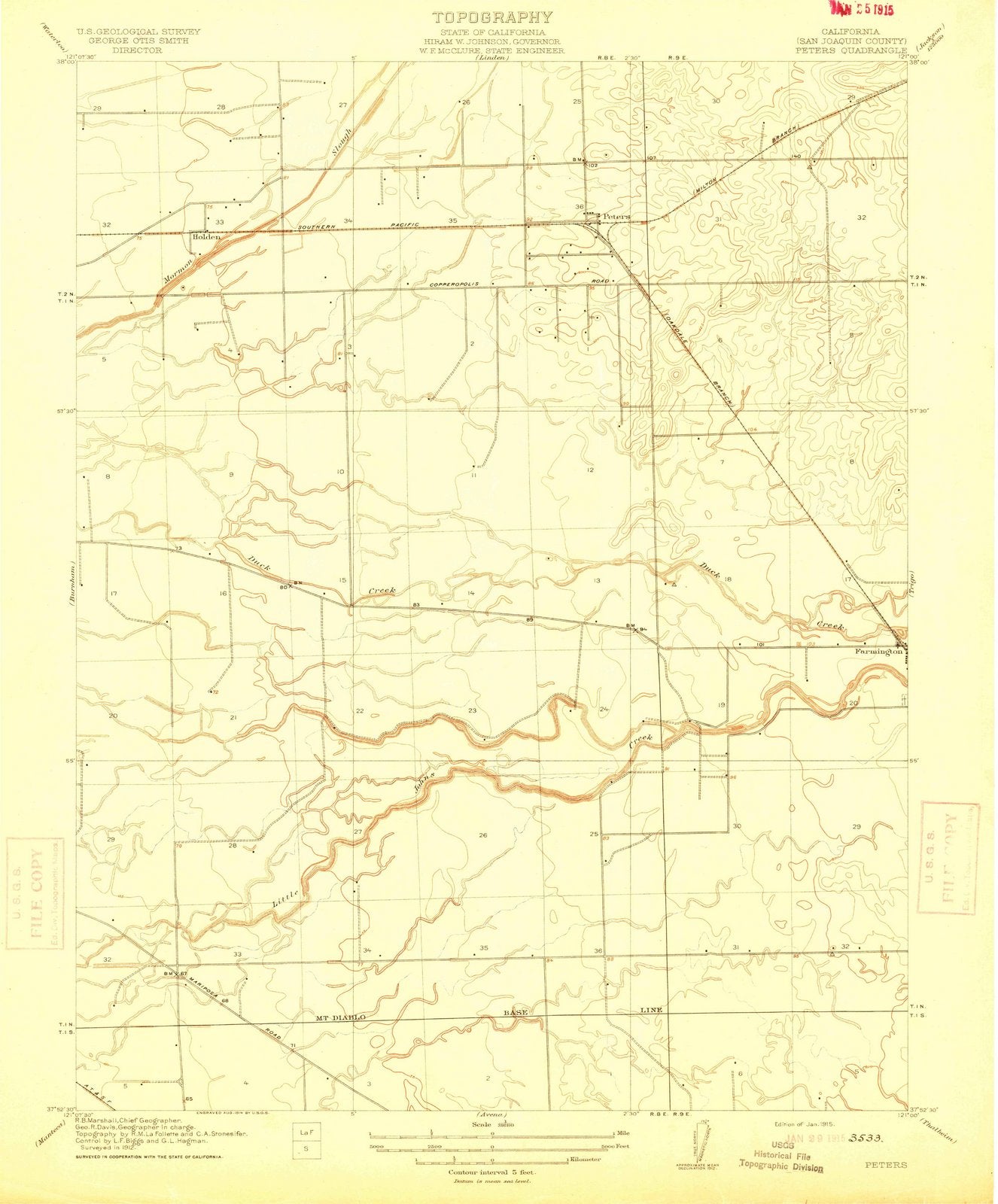 1915 Peters, CA - California - USGS Topographic Map