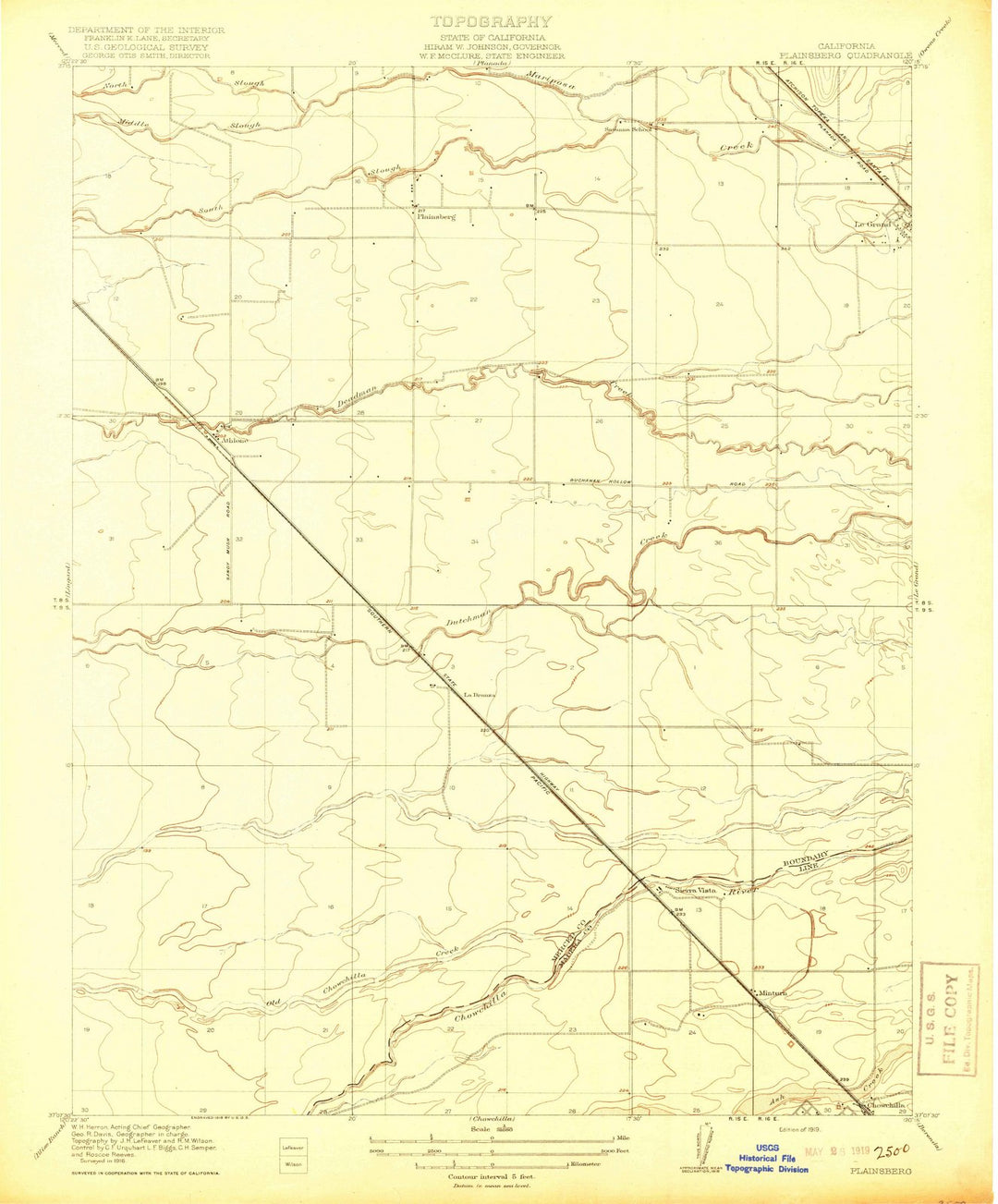 1919 Plainsberg, CA - California - USGS Topographic Map