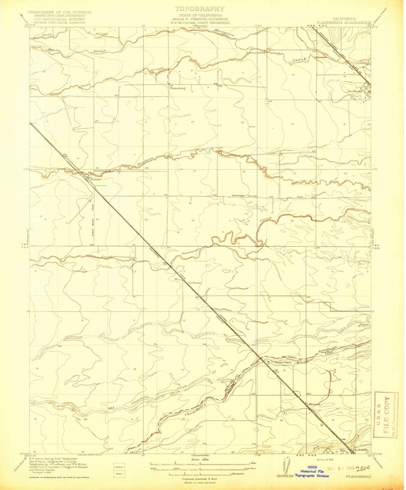 1919 Plainsberg, CA - California - USGS Topographic Map