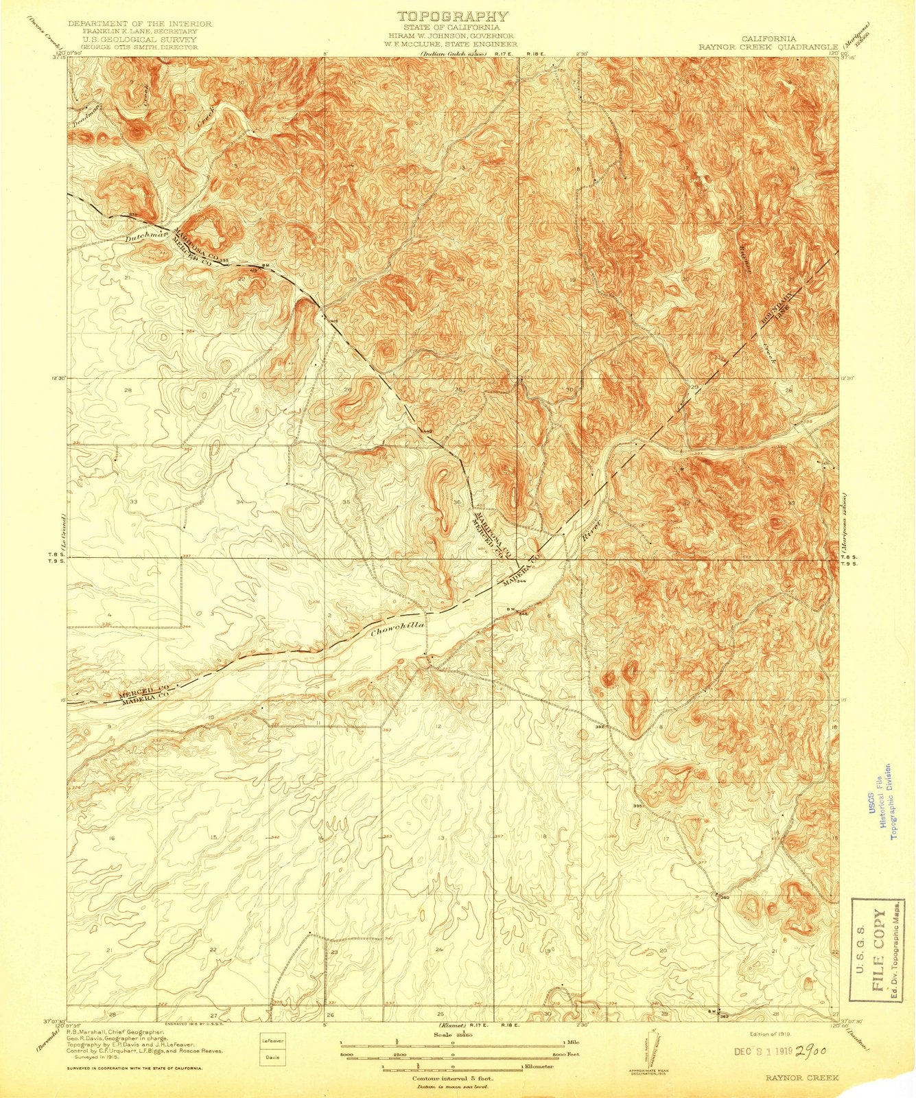 1919 Raynor Creek, CA - California - USGS Topographic Map