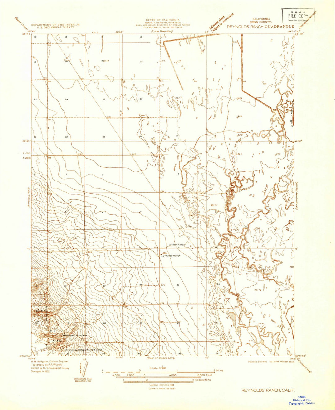 1932 Reynolds Ranch, CA - California - USGS Topographic Map