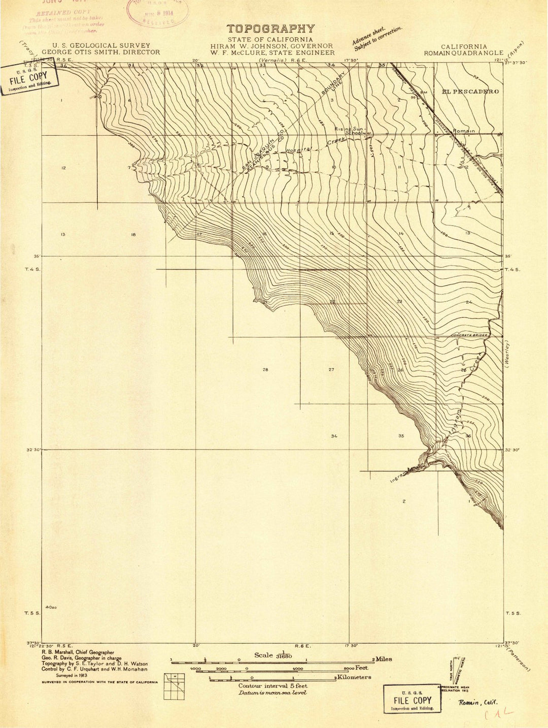 1913 Romain, CA - California - USGS Topographic Map