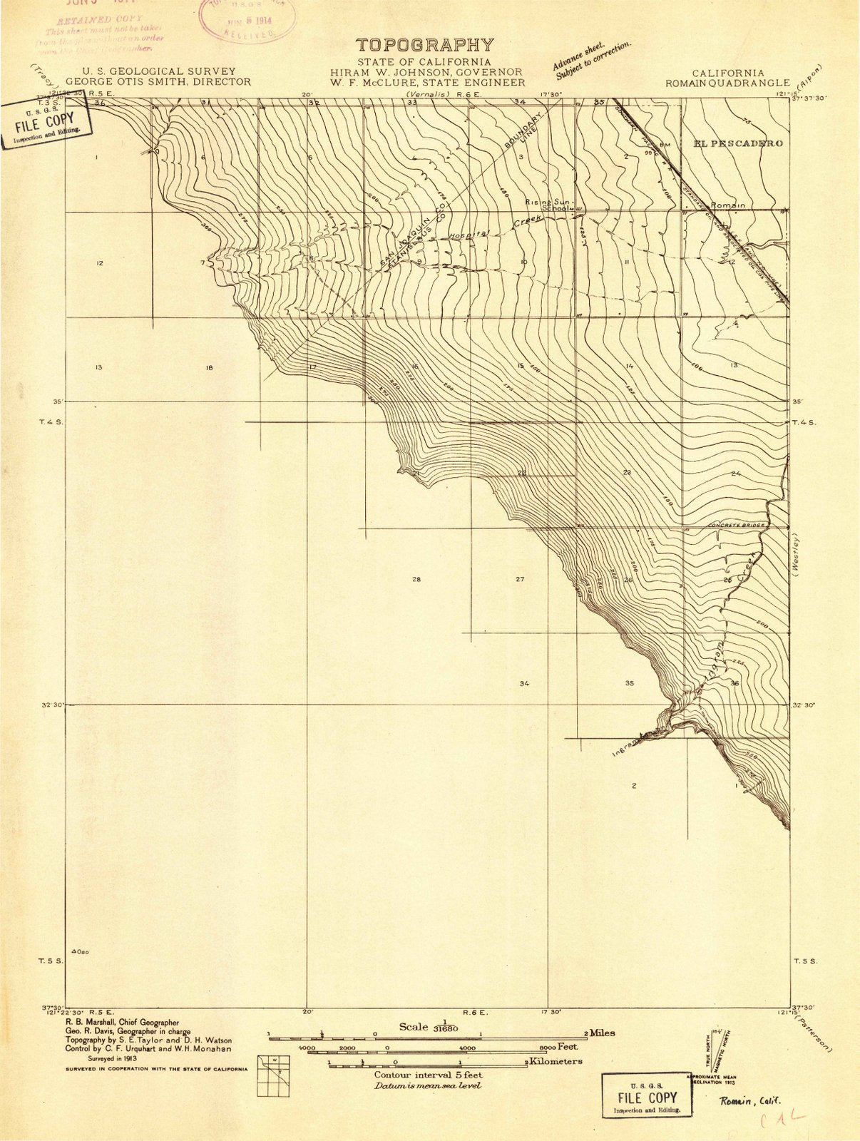 1913 Romain, CA - California - USGS Topographic Map