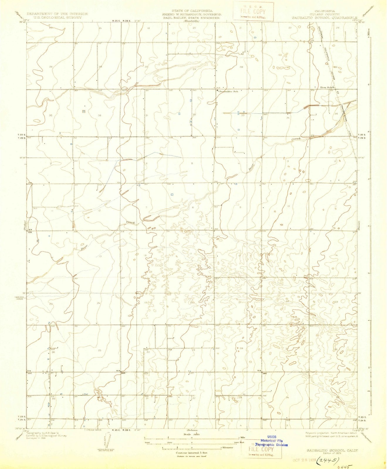 1929 Sausalito School, CA - California - USGS Topographic Map