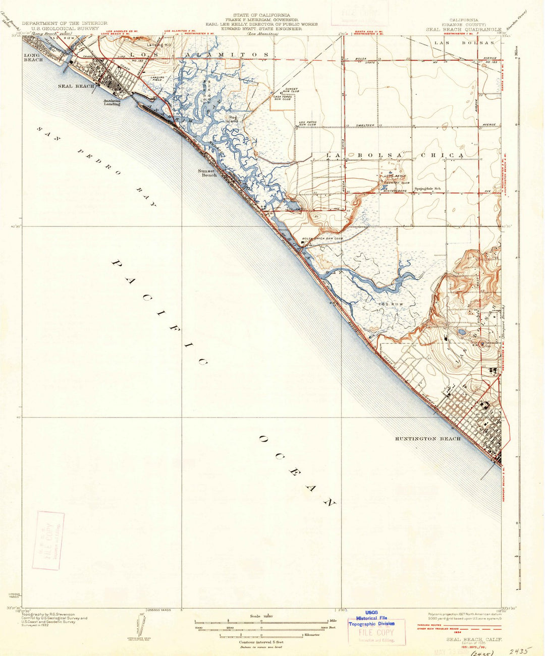 1935 Seal Beach, CA - California - USGS Topographic Map