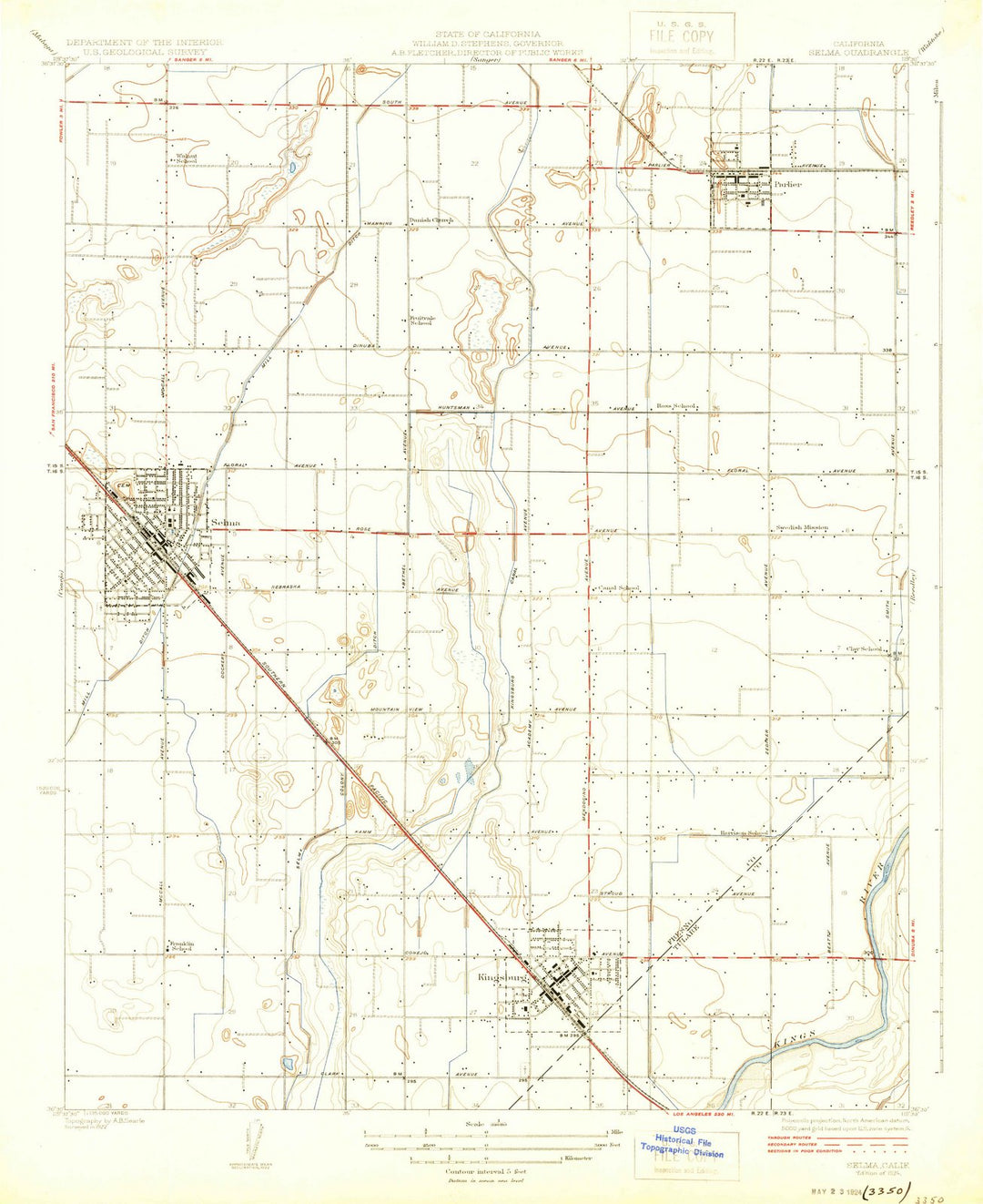 1924 Selma, CA - California - USGS Topographic Map