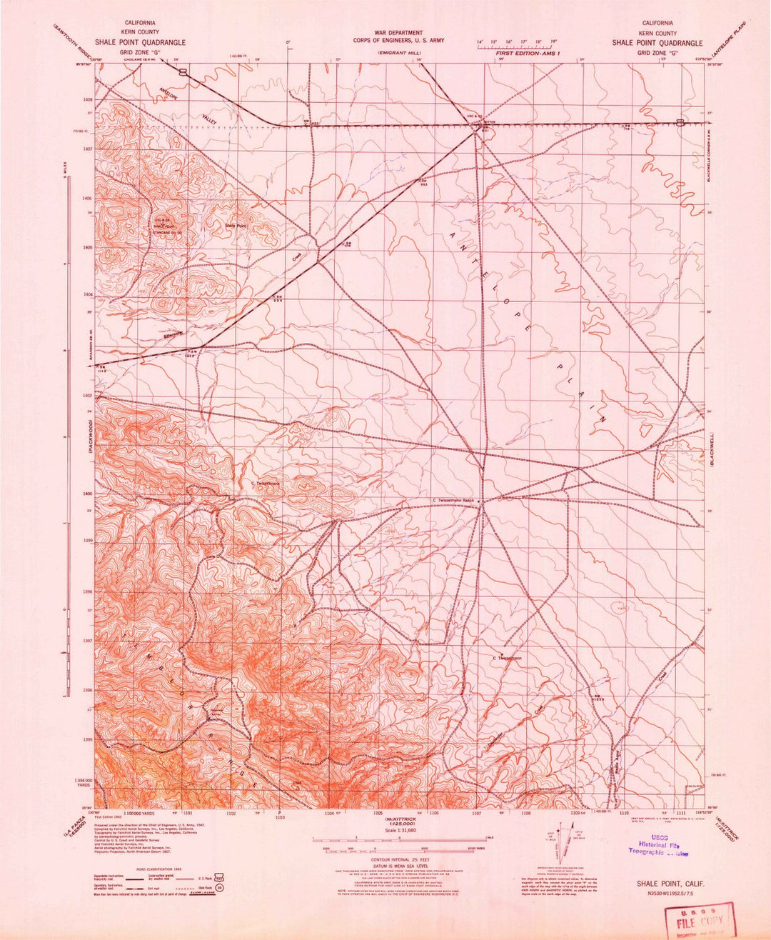 1943 Shale Point, CA - California - USGS Topographic Map