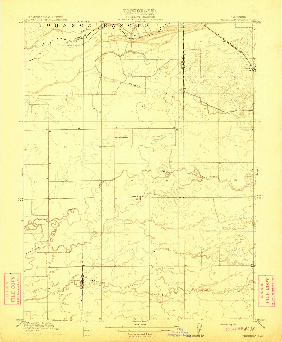 1910 Sheridan, CA - California - USGS Topographic Map