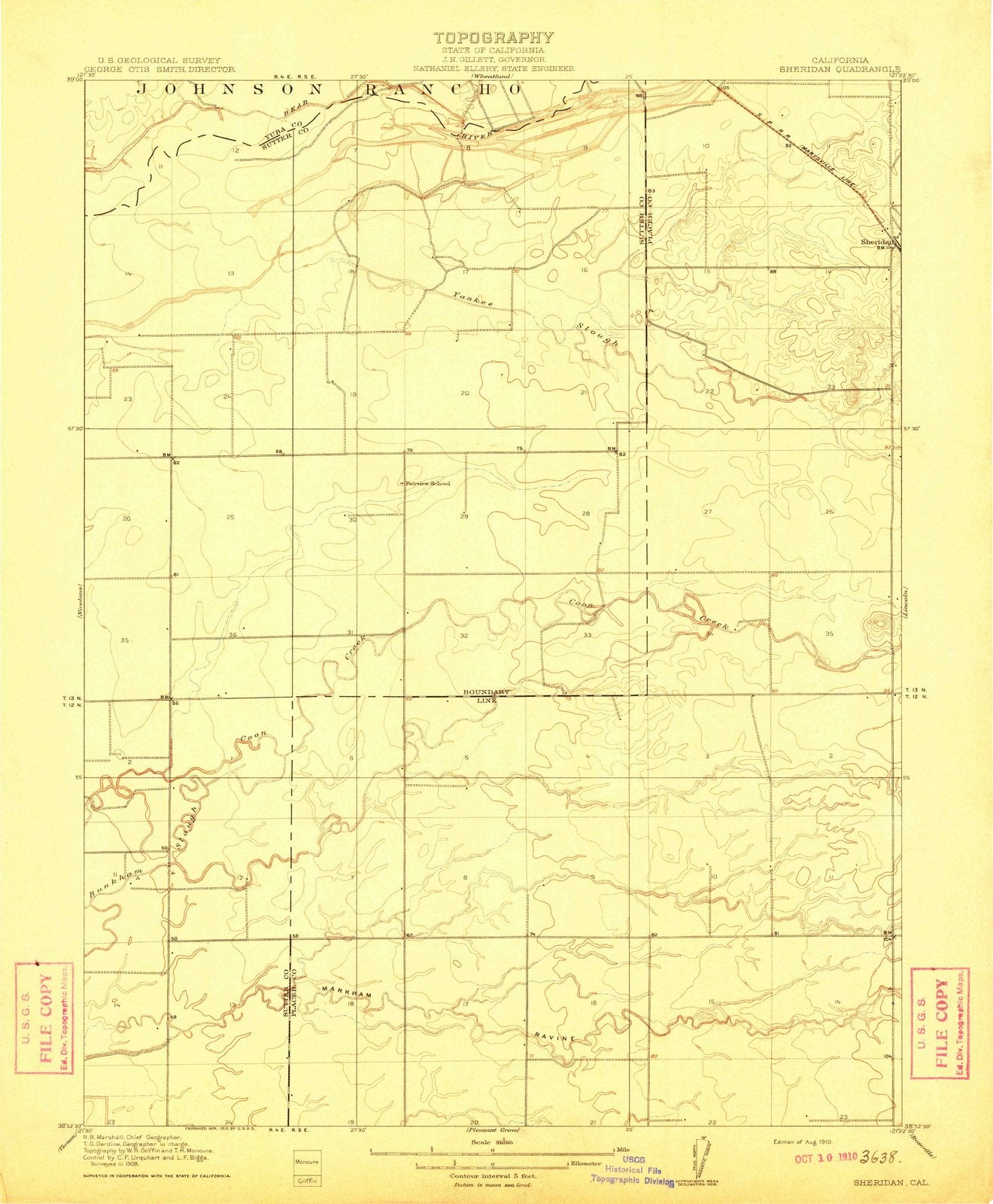 1910 Sheridan, CA - California - USGS Topographic Map