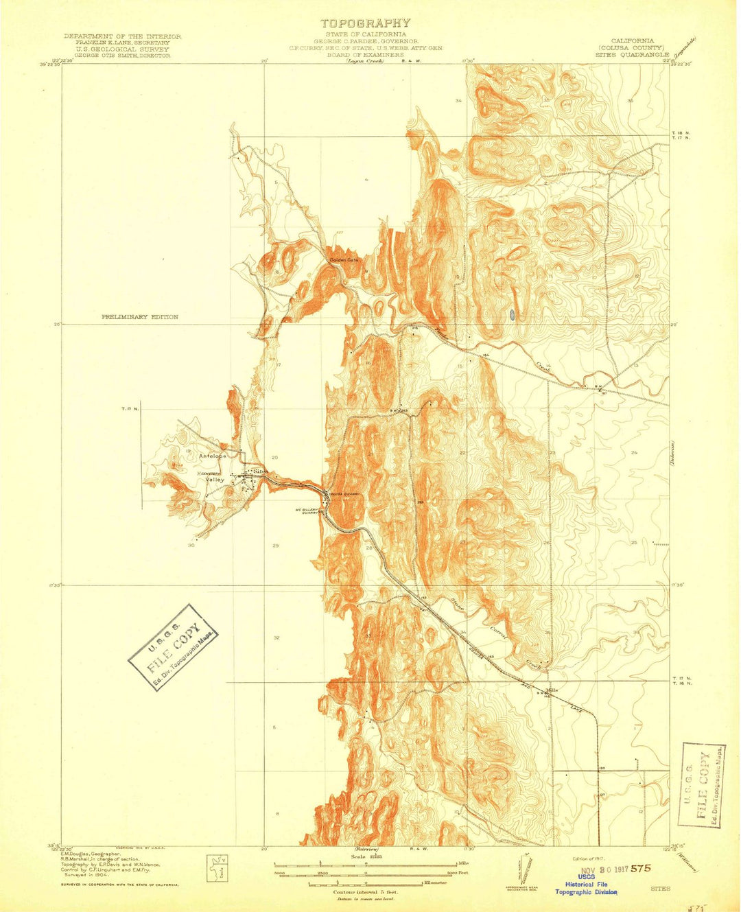 1917 Sites, CA - California - USGS Topographic Map
