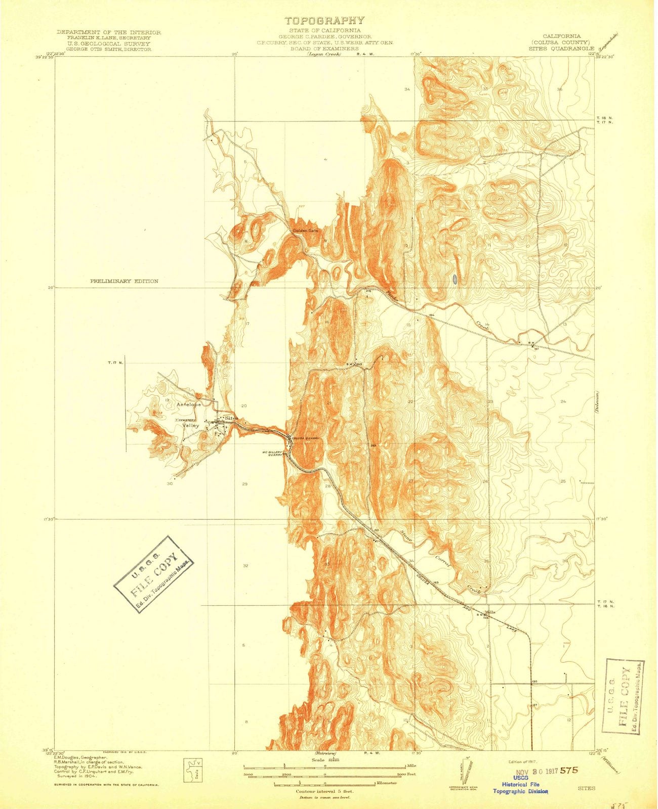 1917 Sites, CA - California - USGS Topographic Map