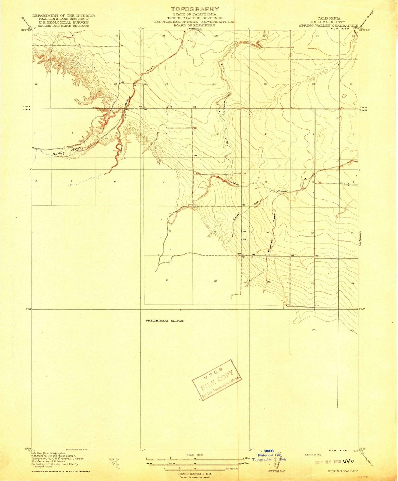 1918 Spring Valley, CA - California - USGS Topographic Map