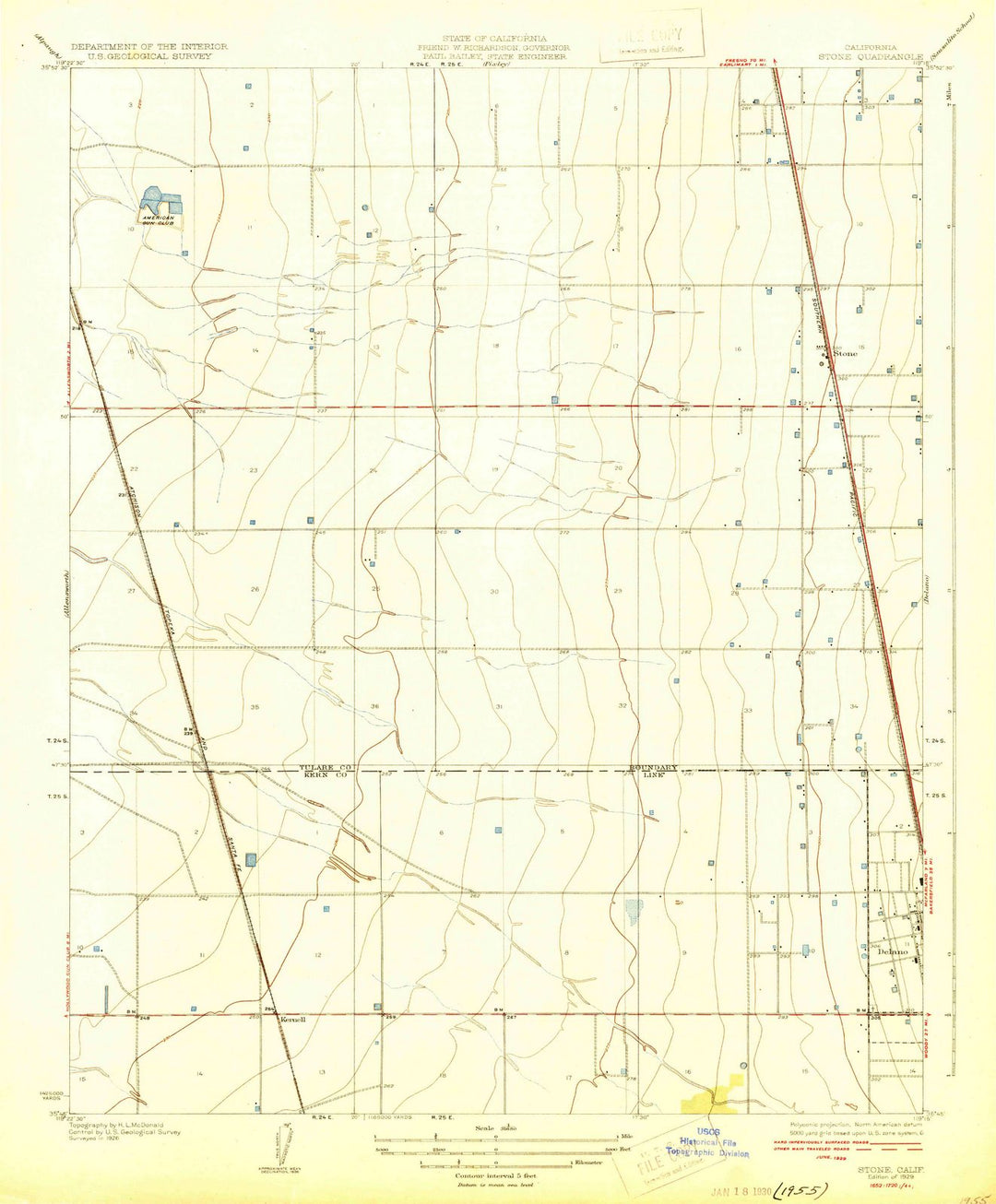 1929 Stone, CA - California - USGS Topographic Map