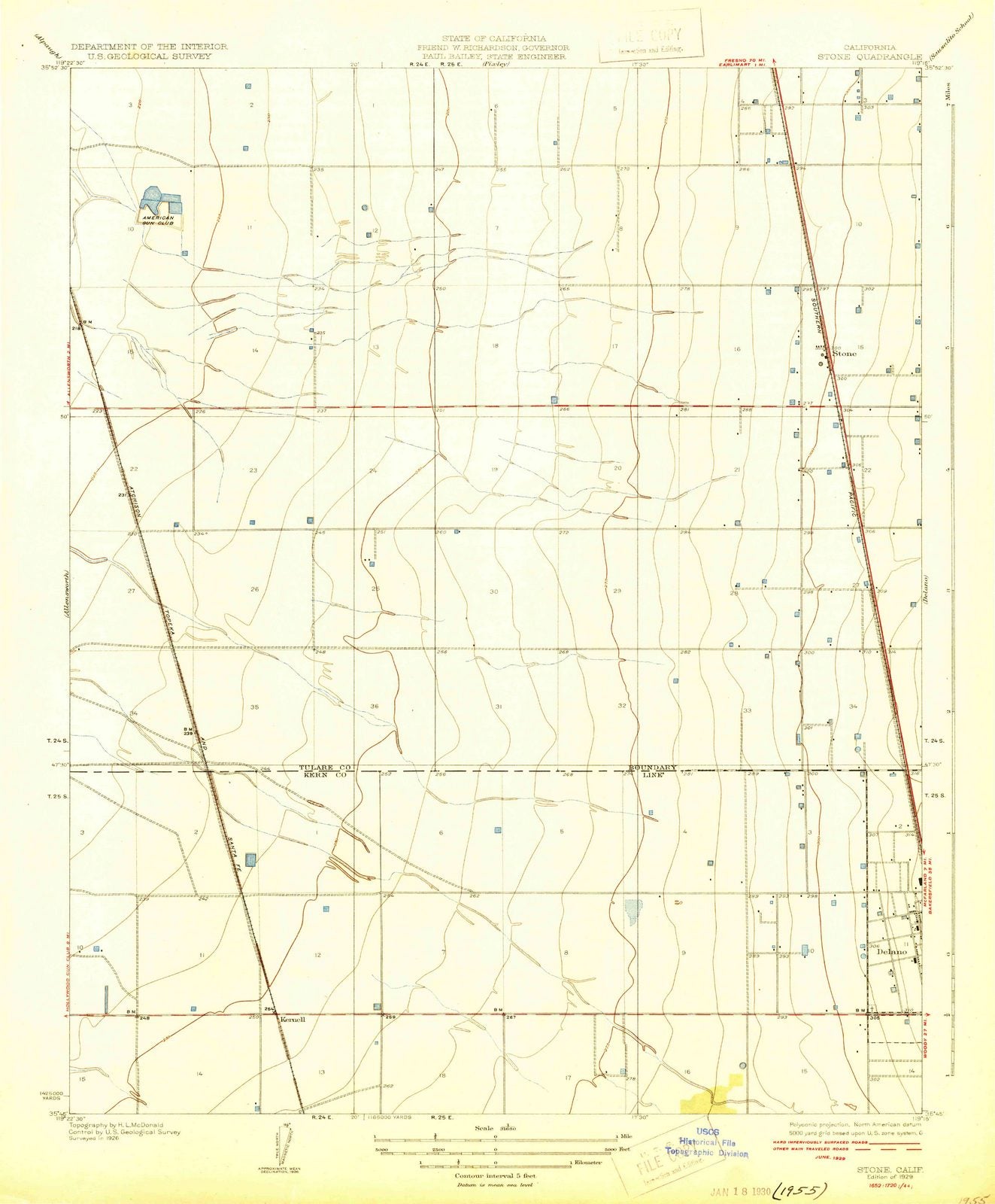 1929 Stone, CA - California - USGS Topographic Map
