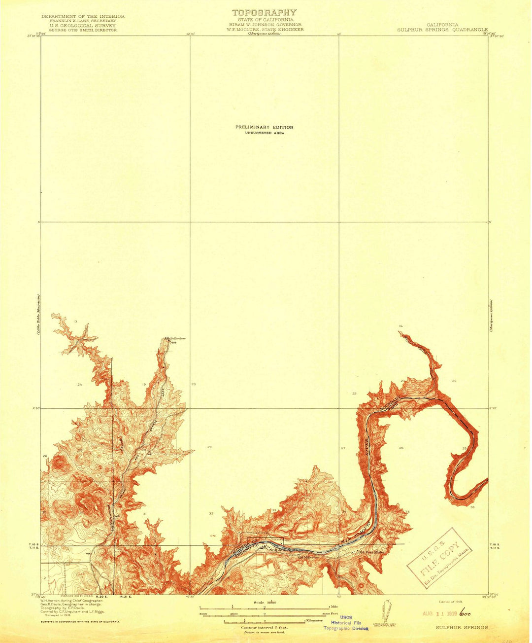 1919 Sulphur Springs, CA - California - USGS Topographic Map