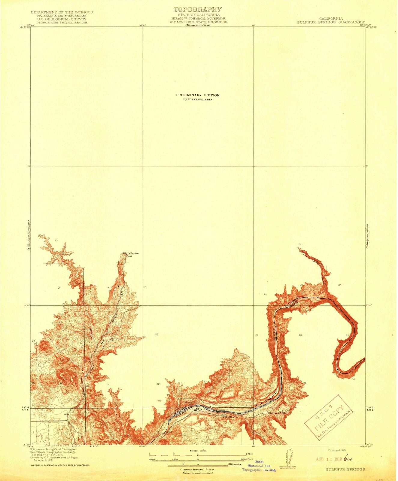1919 Sulphur Springs, CA - California - USGS Topographic Map