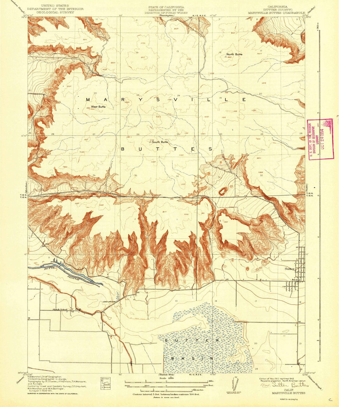 1912 Sutter Buttes, CA - California - USGS Topographic Map