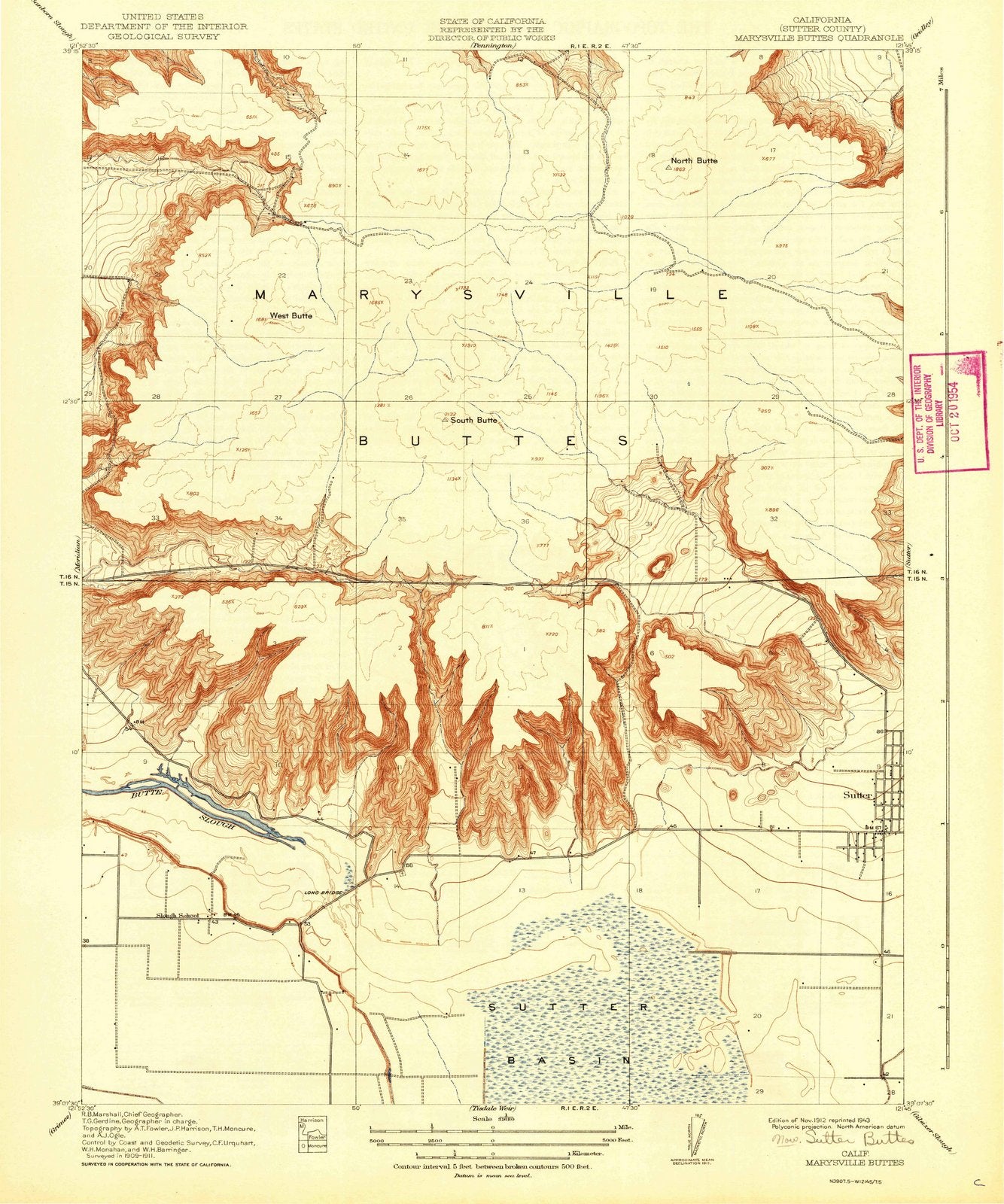 1912 Sutter Buttes, CA - California - USGS Topographic Map