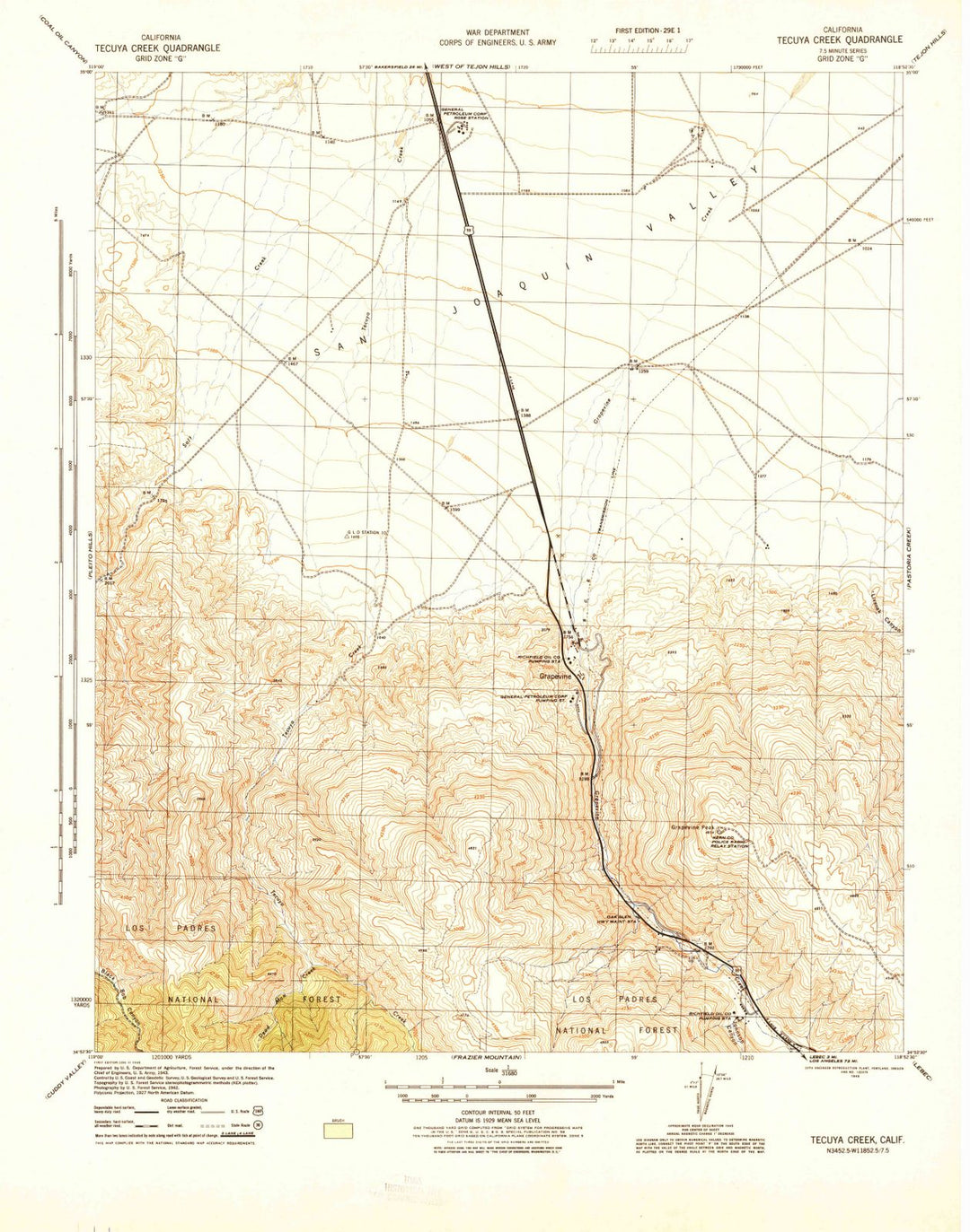 1945 Tecuya Creek, CA - California - USGS Topographic Map