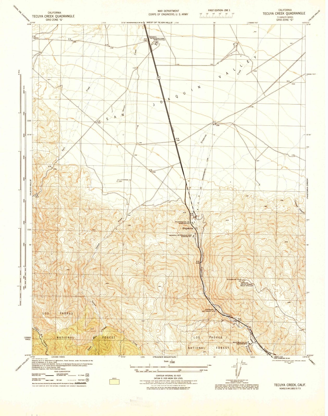 1945 Tecuya Creek, CA - California - USGS Topographic Map