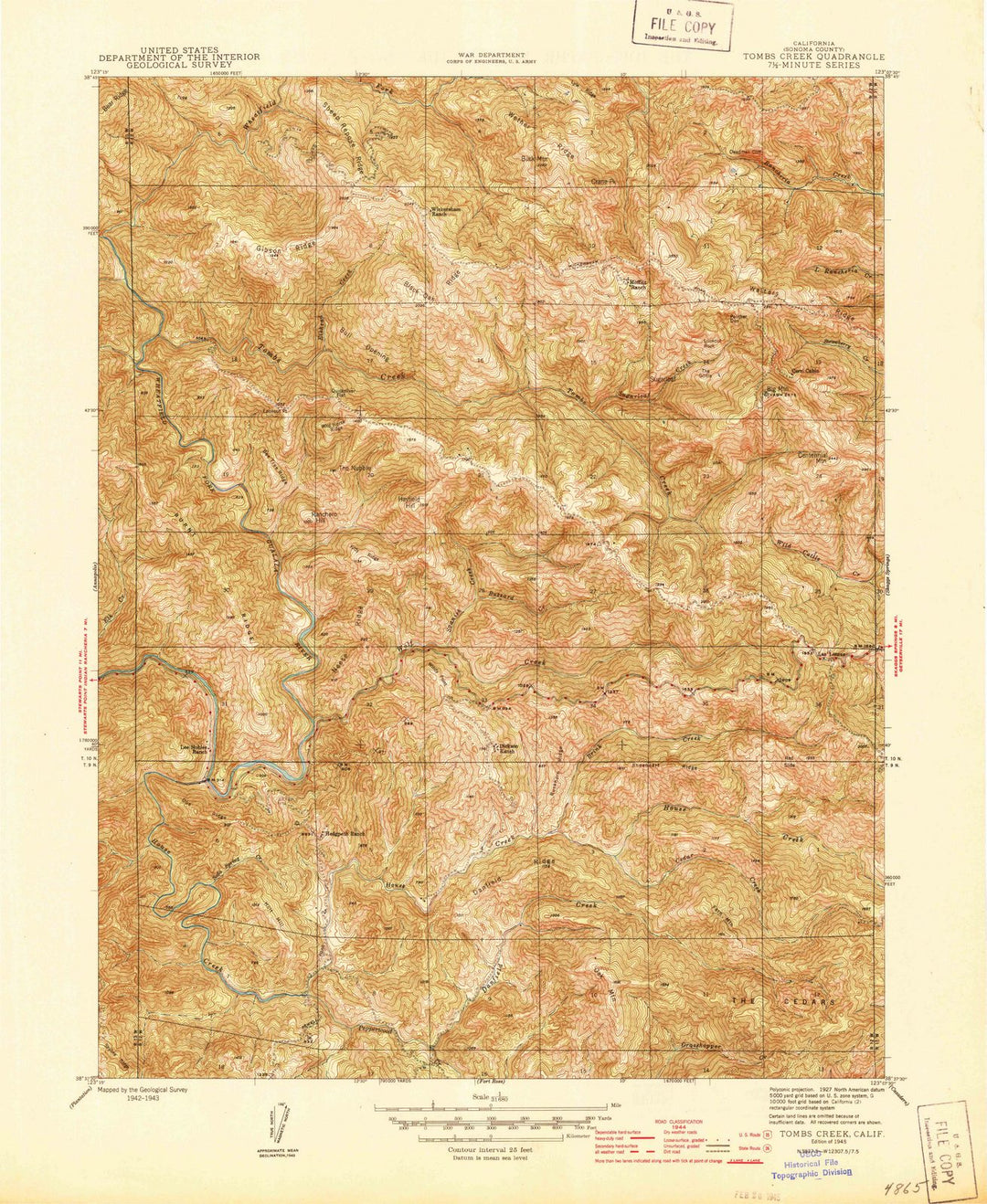 1945 Tombs Creek, CA - California - USGS Topographic Map