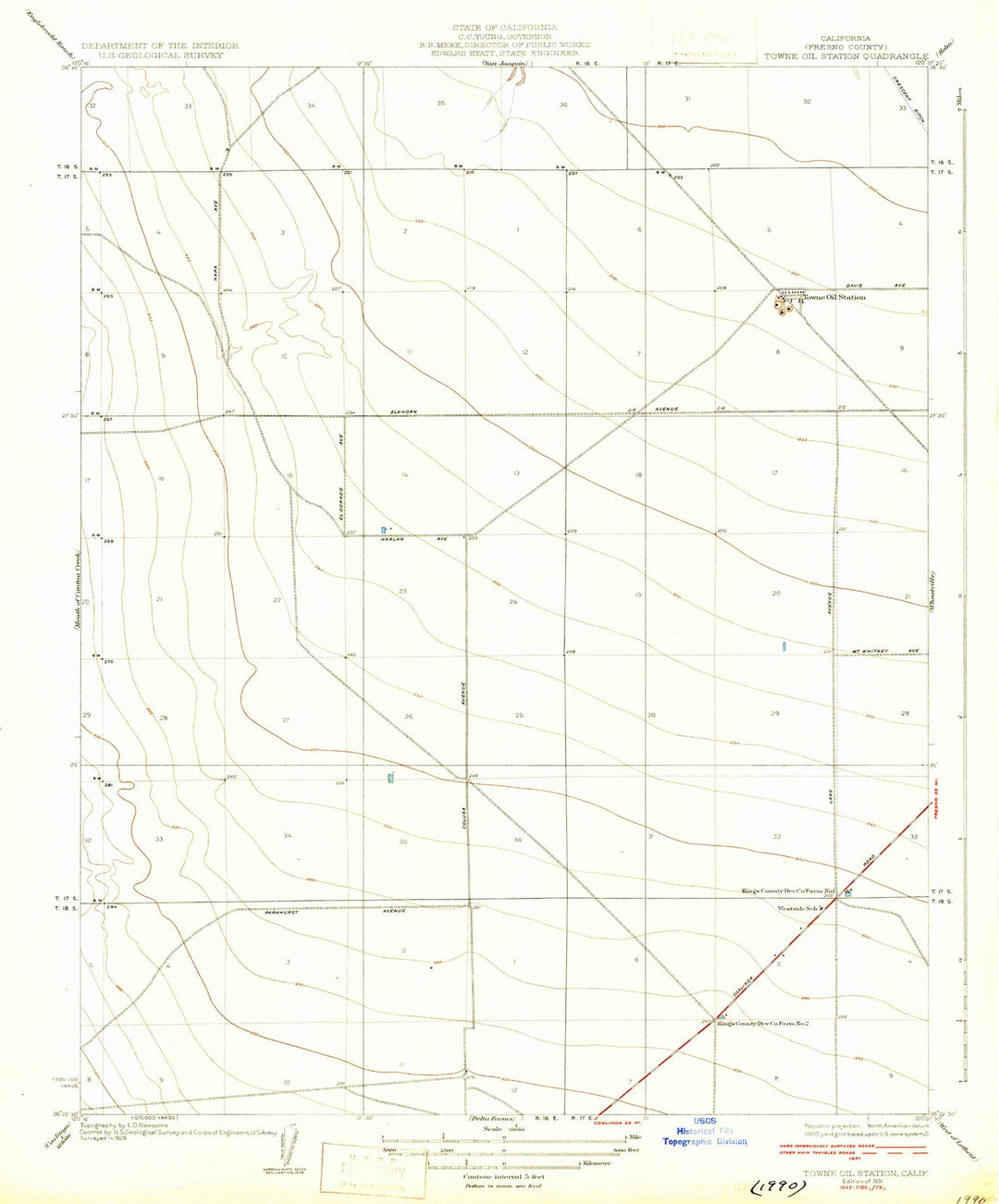 1931 Towne Oil Station, CA - California - USGS Topographic Map