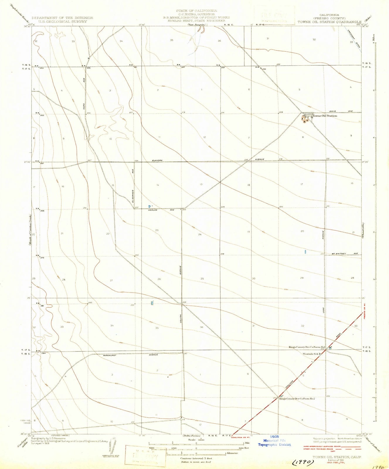 1931 Towne Oil Station, CA - California - USGS Topographic Map
